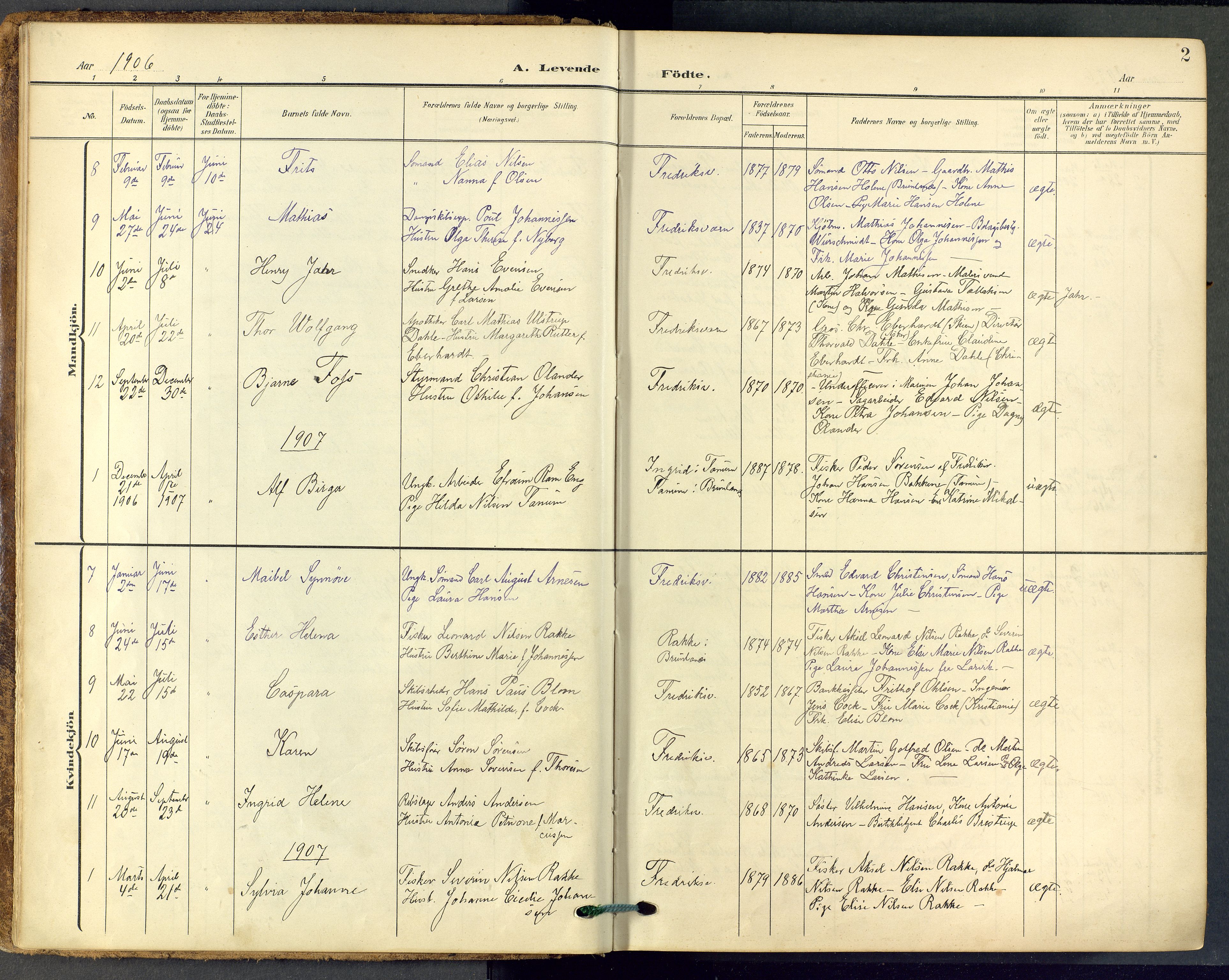 Stavern kirkebøker, SAKO/A-318/F/Fa/L0009: Parish register (official) no. 9, 1906-1955, p. 2