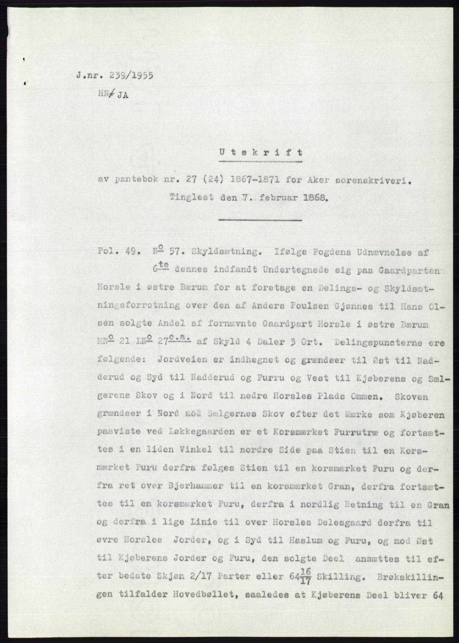 Statsarkivet i Oslo, SAO/A-10621/Z/Zd/L0002: Avskrifter, j.nr 5-691/1955, 1955, p. 207
