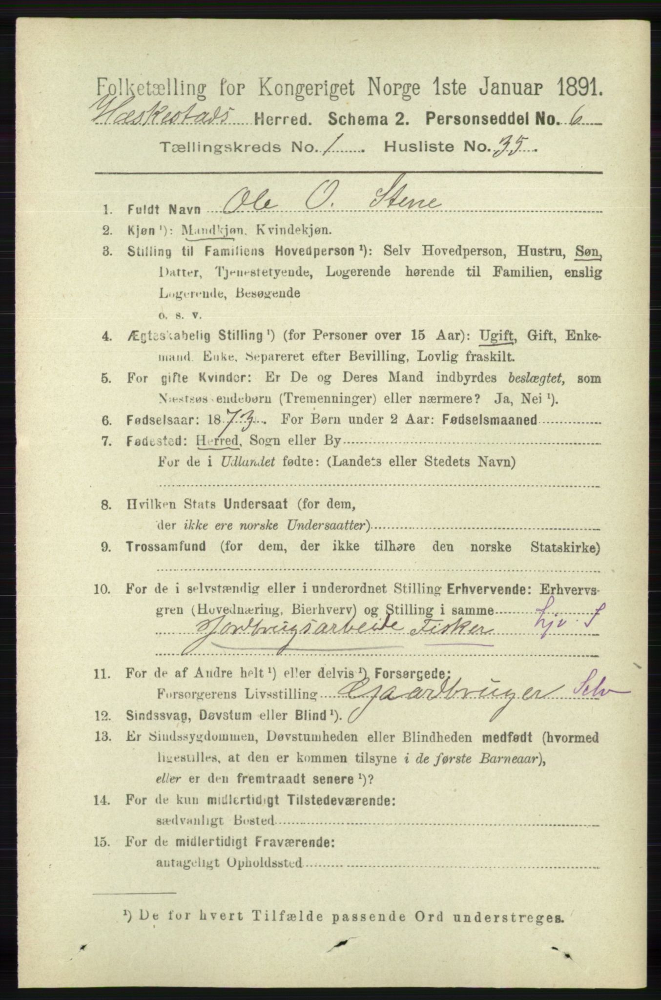 RA, 1891 census for 1113 Heskestad, 1891, p. 240