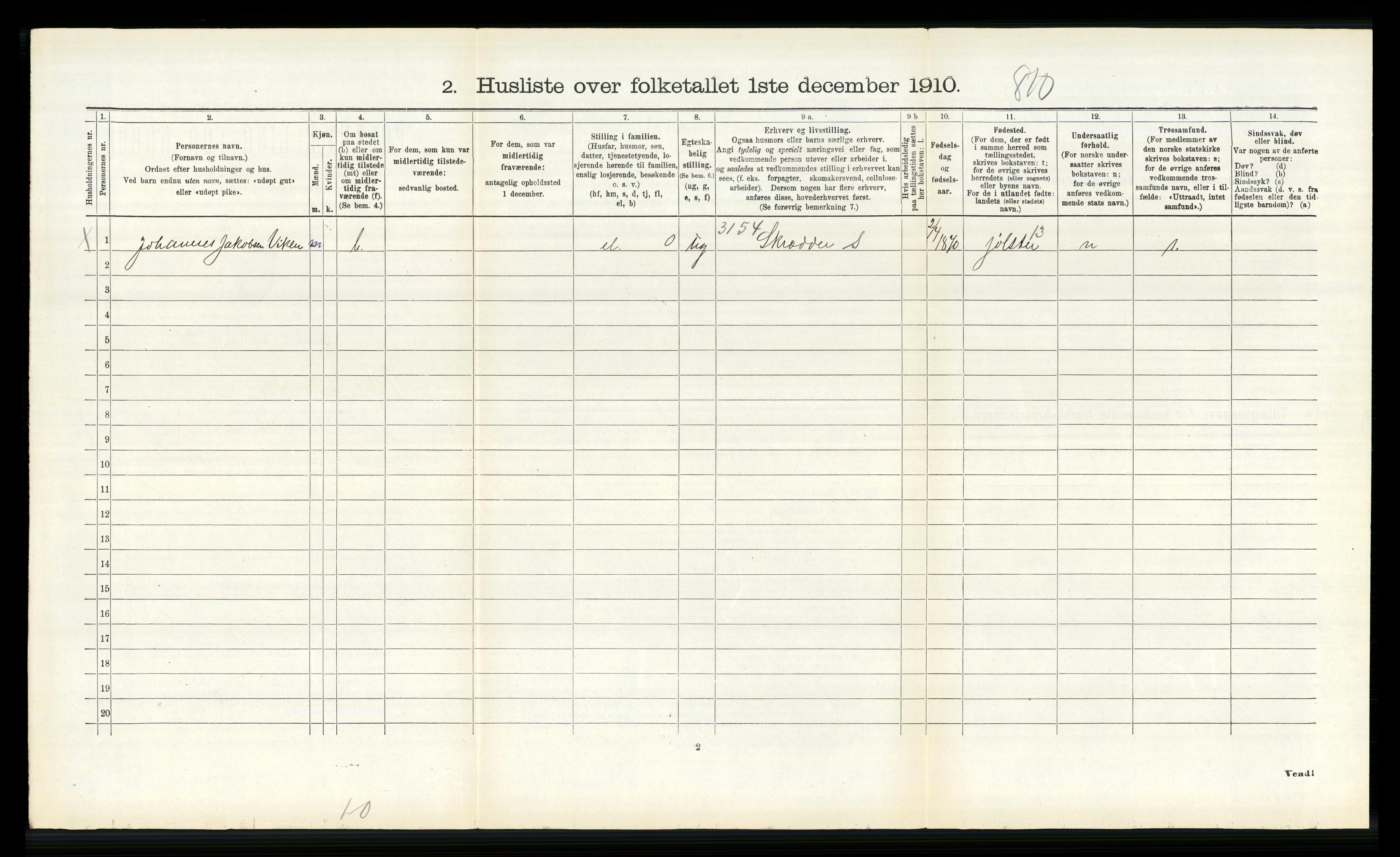 RA, 1910 census for Ytre Holmedal, 1910, p. 327