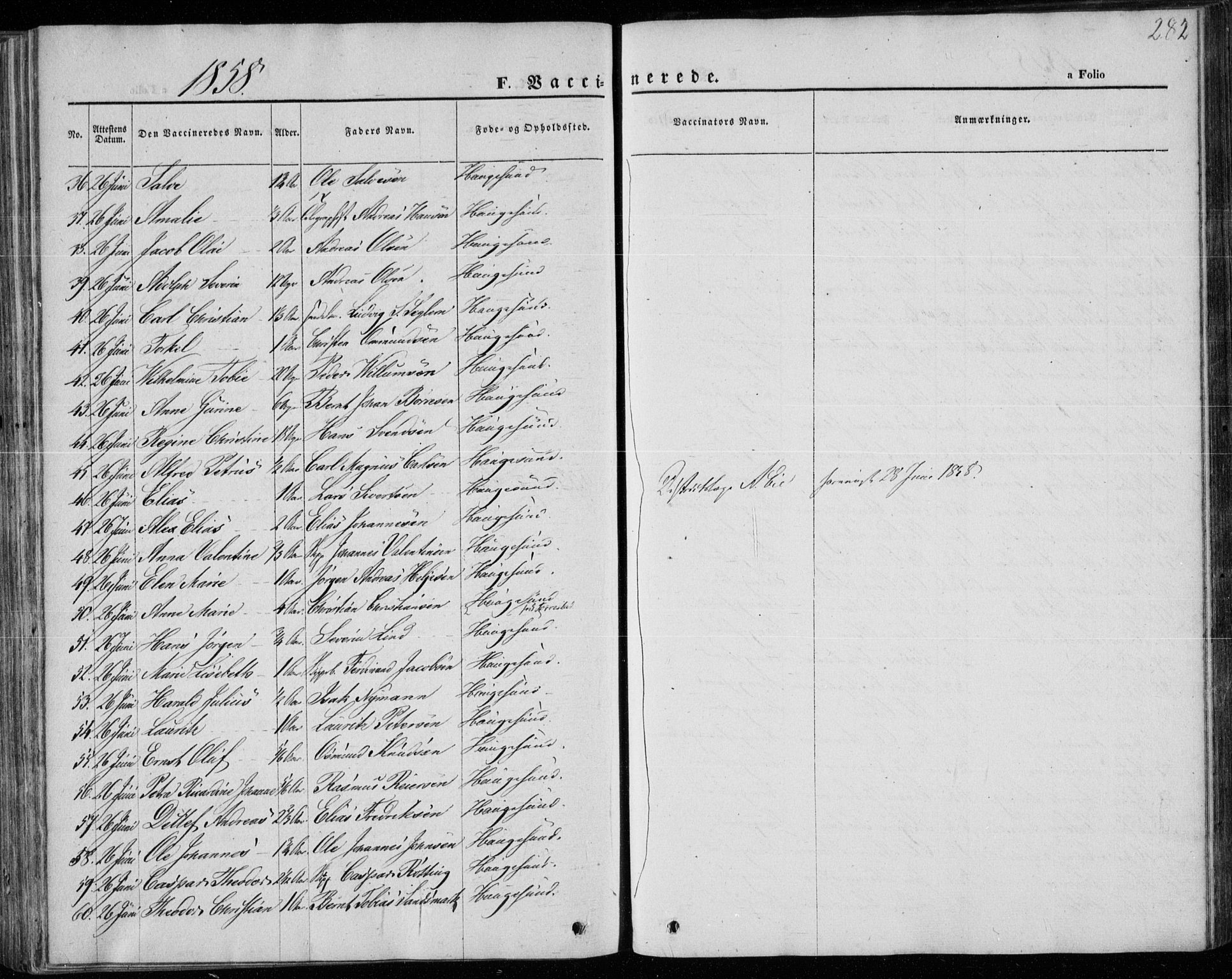 Torvastad sokneprestkontor, AV/SAST-A -101857/H/Ha/Haa/L0011: Parish register (official) no. A 11, 1857-1866, p. 282