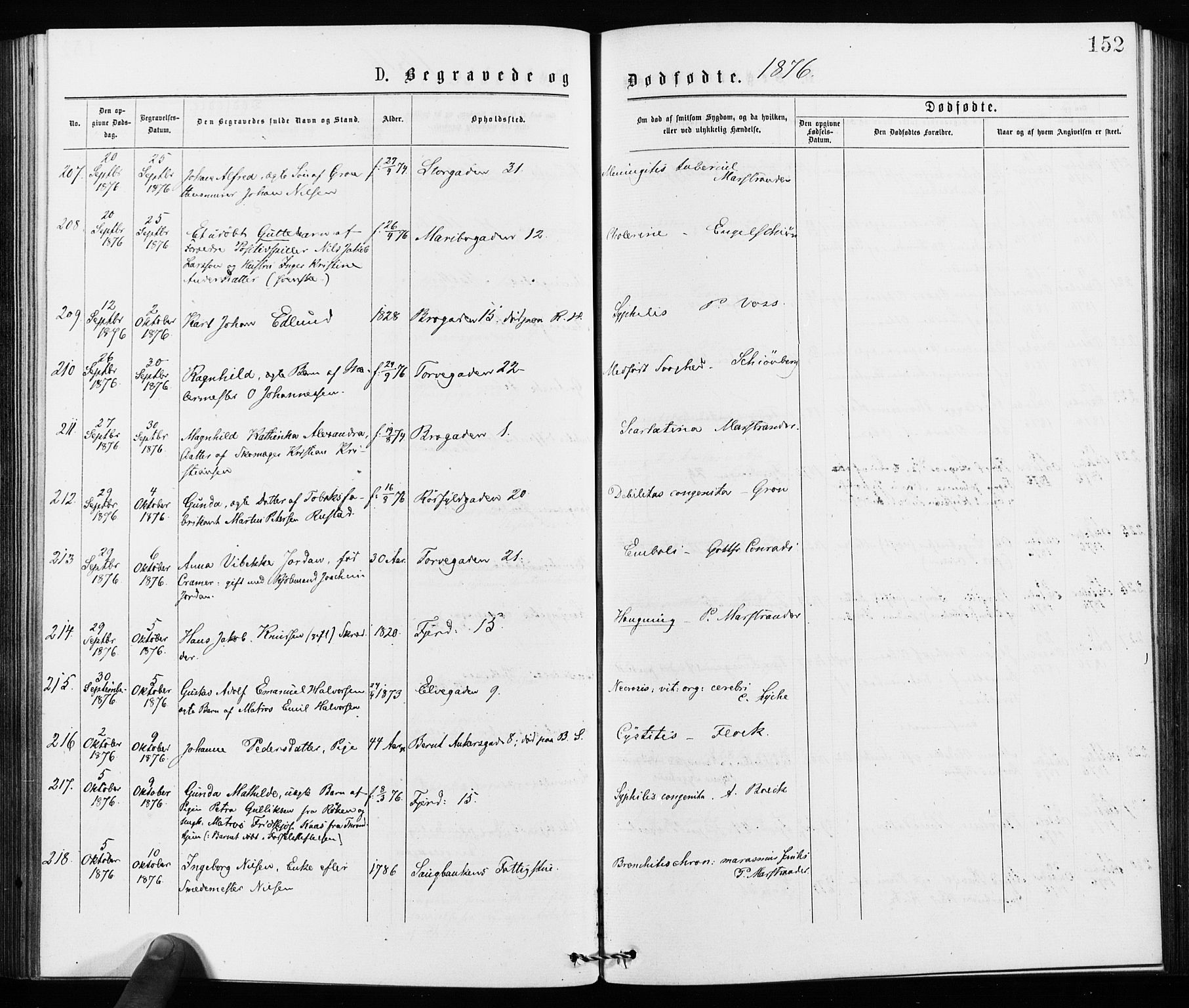 Jakob prestekontor Kirkebøker, AV/SAO-A-10850/F/Fa/L0002: Parish register (official) no. 2, 1875-1879, p. 152