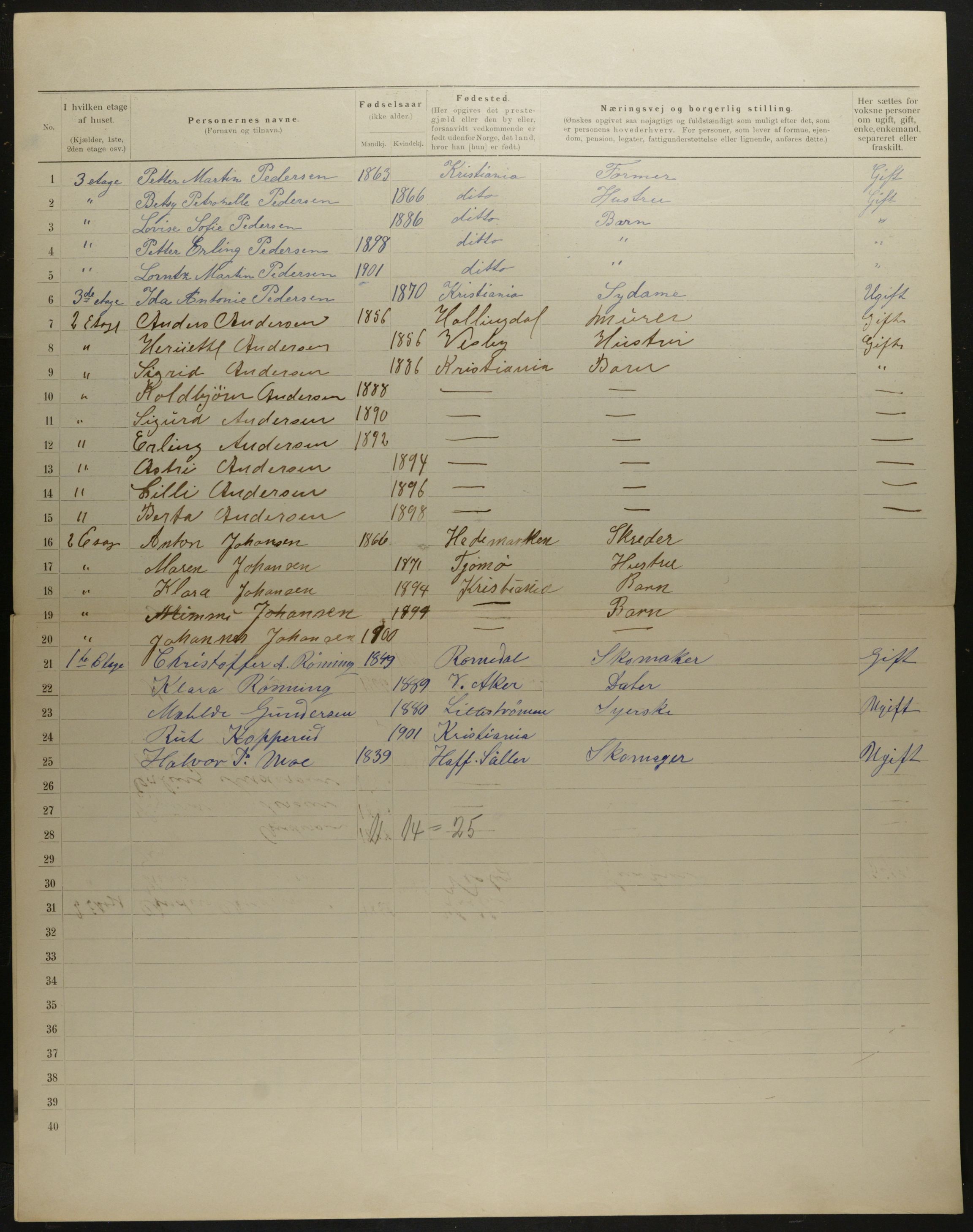 OBA, Municipal Census 1901 for Kristiania, 1901, p. 8272