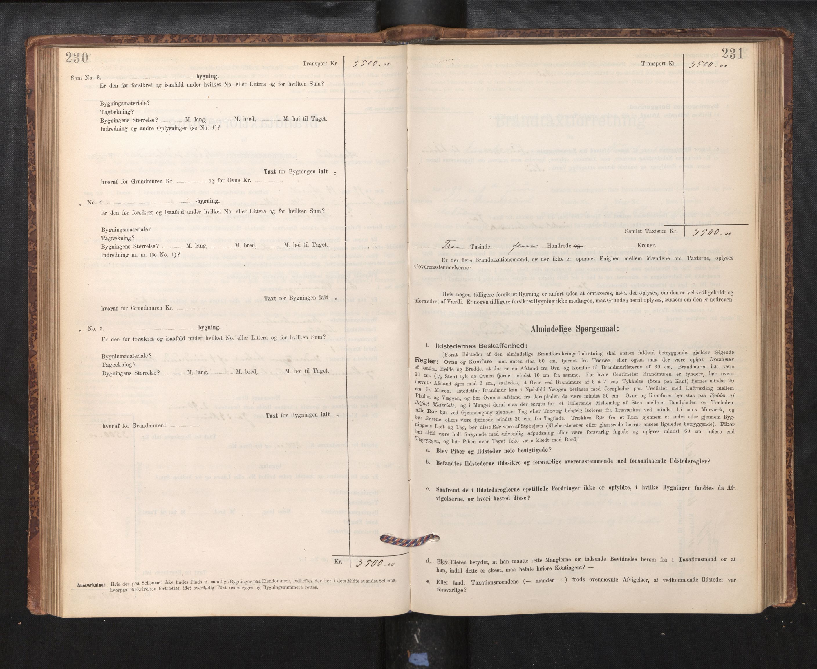 Lensmannen i Årstad, AV/SAB-A-36201/0012/L0011: Branntakstprotokoll,skjematakst, 1895-1901, p. 230-231