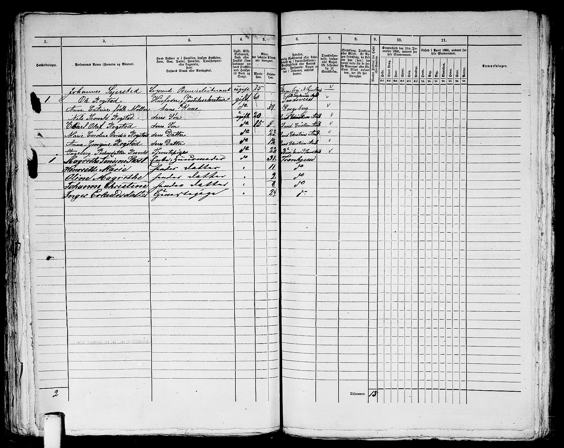 RA, 1865 census for Trondheim, 1865, p. 816