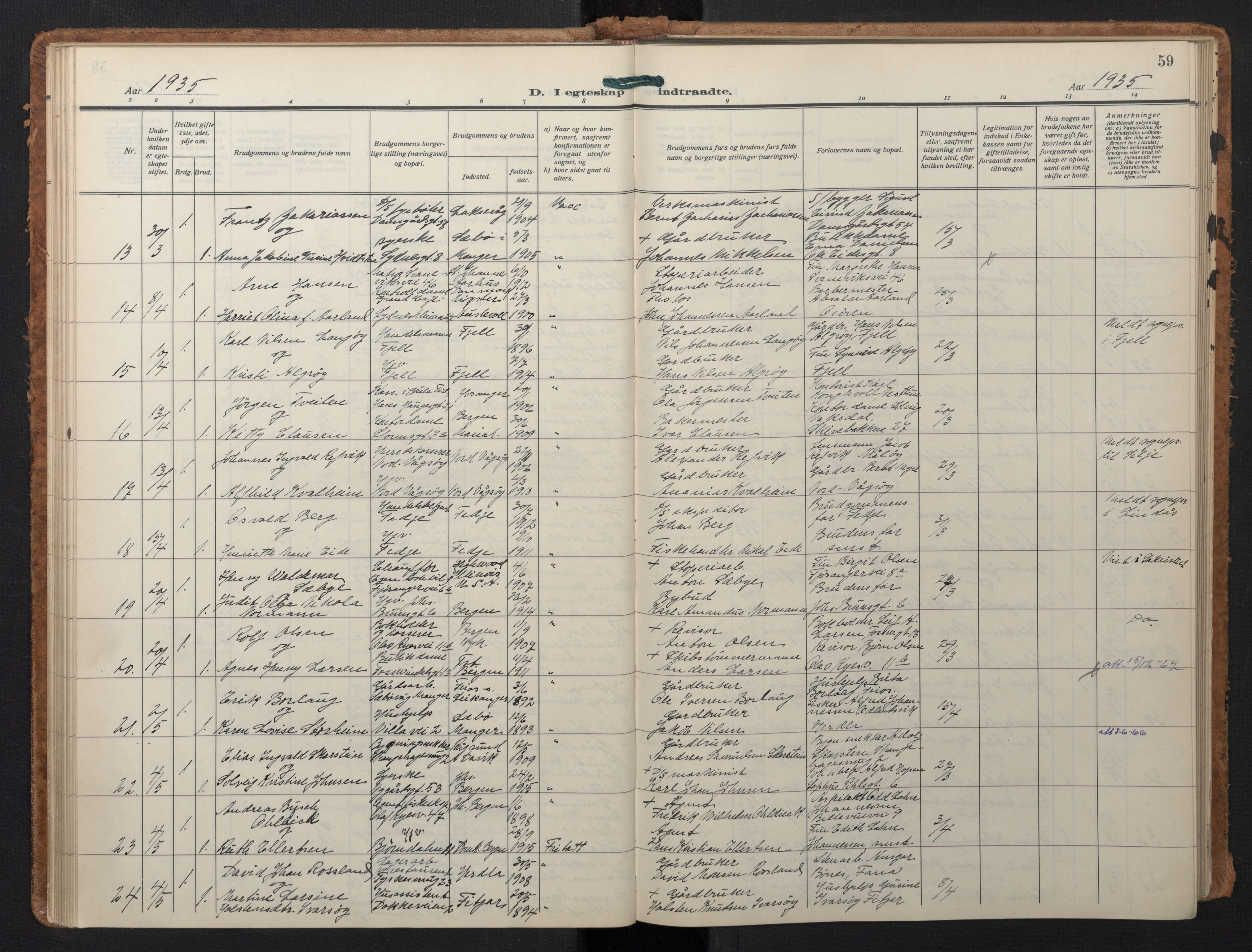 Johanneskirken sokneprestembete, AV/SAB-A-76001/H/Hab: Parish register (copy) no. C 3, 1929-1949, p. 58b-59a