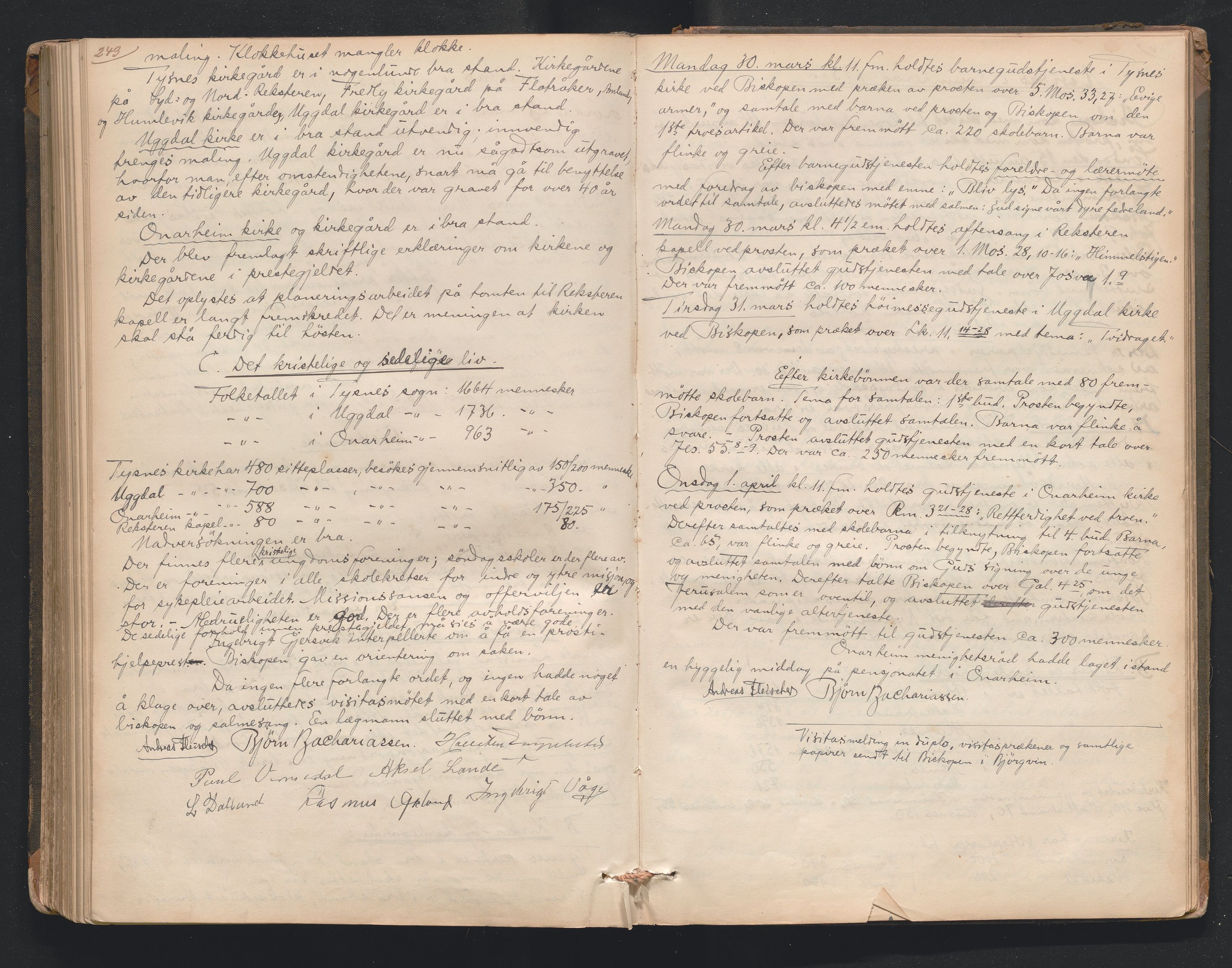 Nordre Sunnhordland prosti, AV/SAB-A-99912/F/L0001: Visitasprotokoll , 1860-1959, p. 243