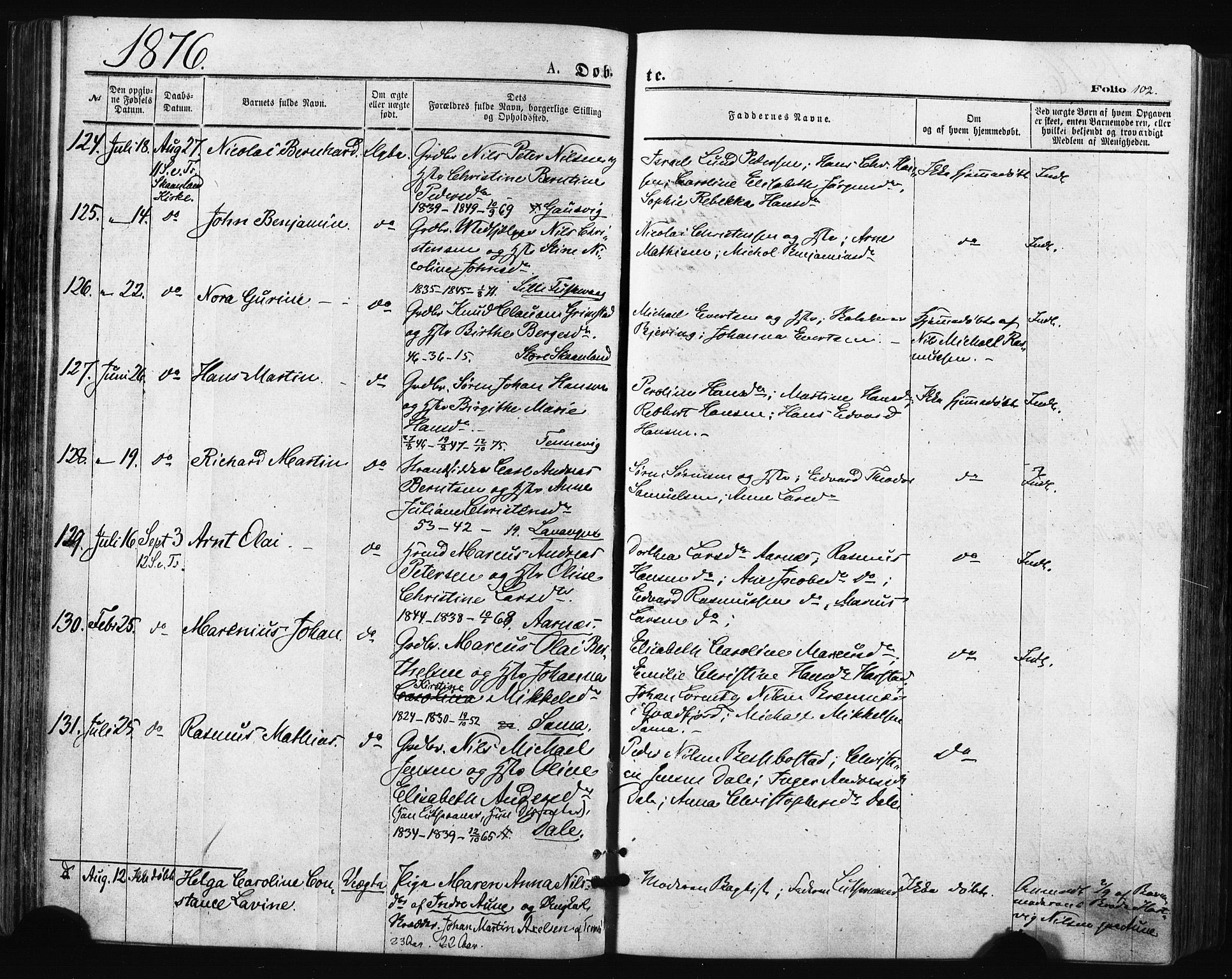 Trondenes sokneprestkontor, SATØ/S-1319/H/Ha/L0013kirke: Parish register (official) no. 13, 1870-1878, p. 102