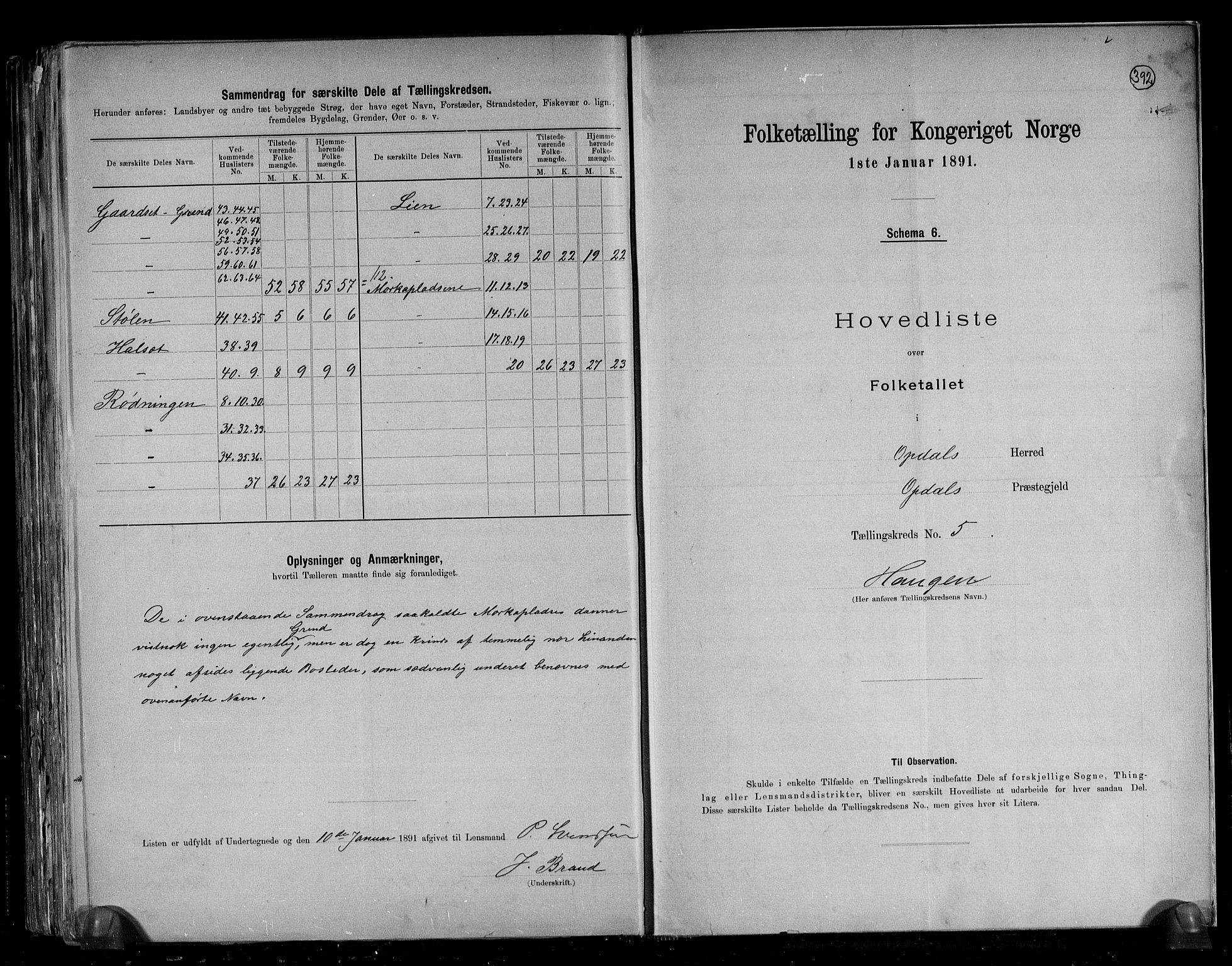 RA, 1891 census for 1634 Oppdal, 1891, p. 13