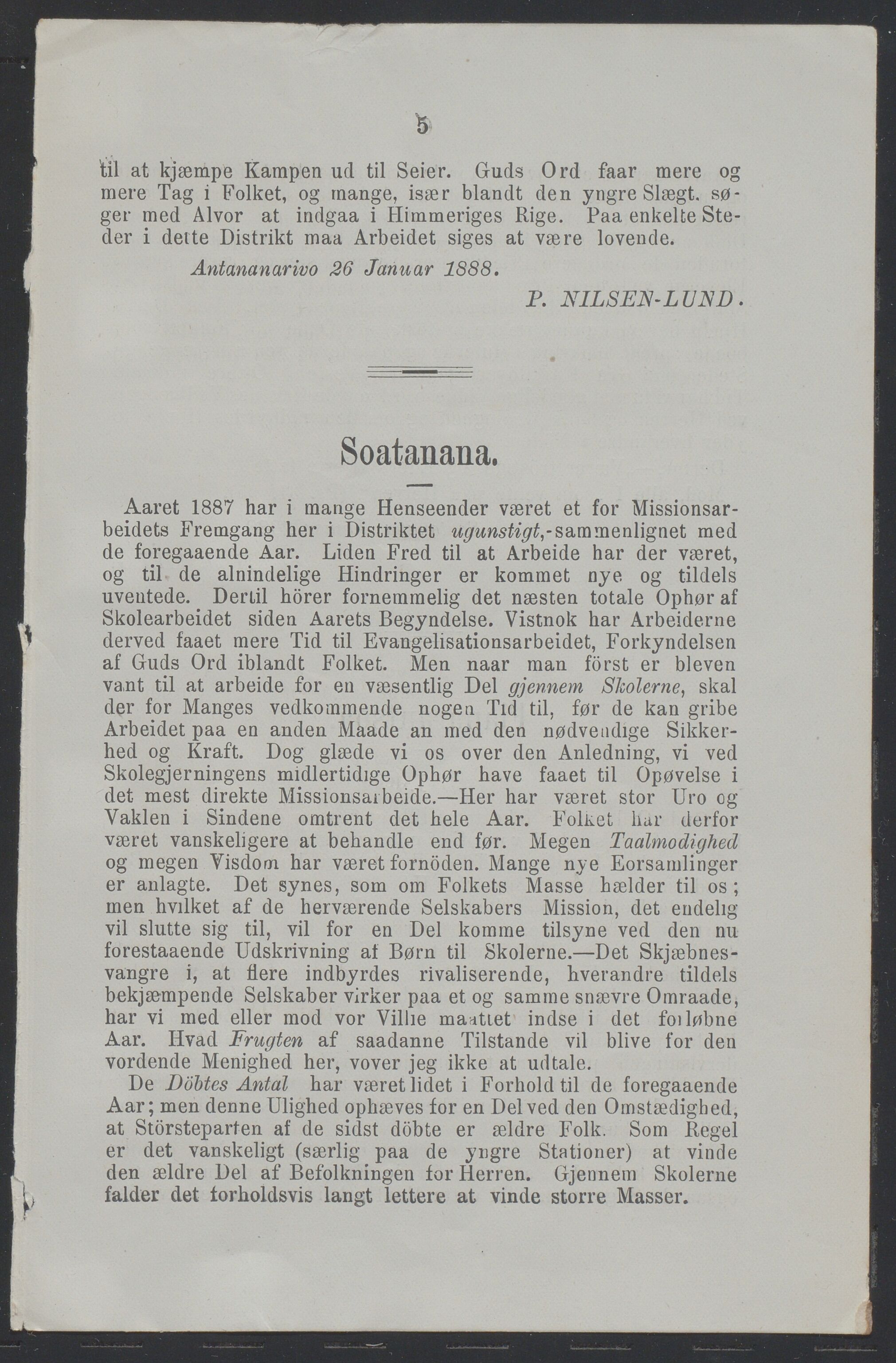 Det Norske Misjonsselskap - hovedadministrasjonen, VID/MA-A-1045/D/Da/Daa/L0037/0006: Konferansereferat og årsberetninger / Konferansereferat fra Madagaskar Innland., 1888, p. 5