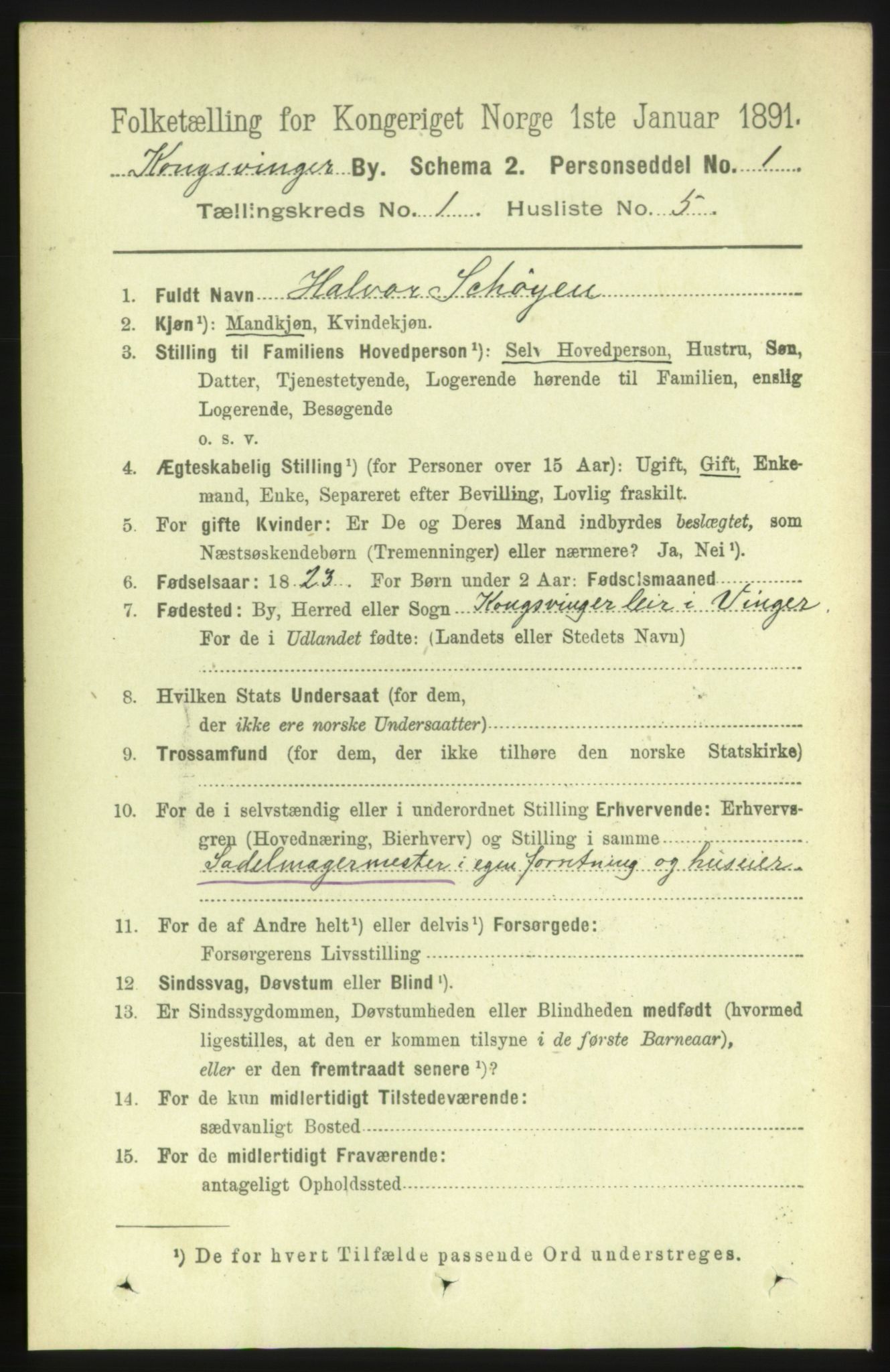 RA, 1891 census for 0402 Kongsvinger, 1891, p. 344