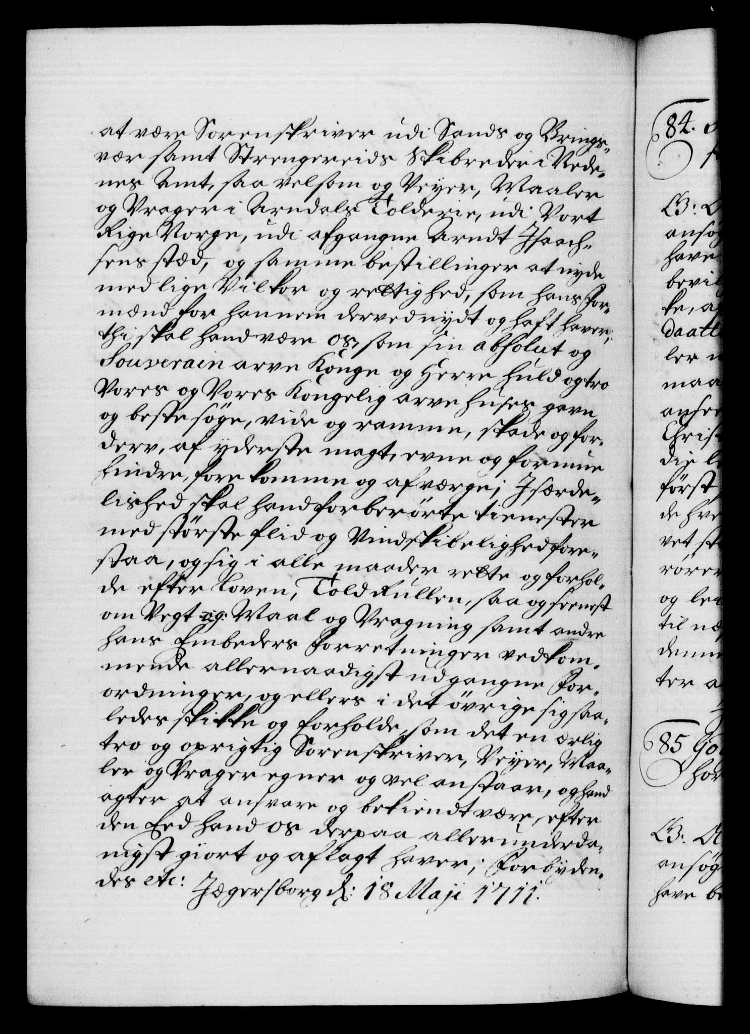 Danske Kanselli 1572-1799, AV/RA-EA-3023/F/Fc/Fca/Fcaa/L0020: Norske registre, 1708-1711, p. 521b