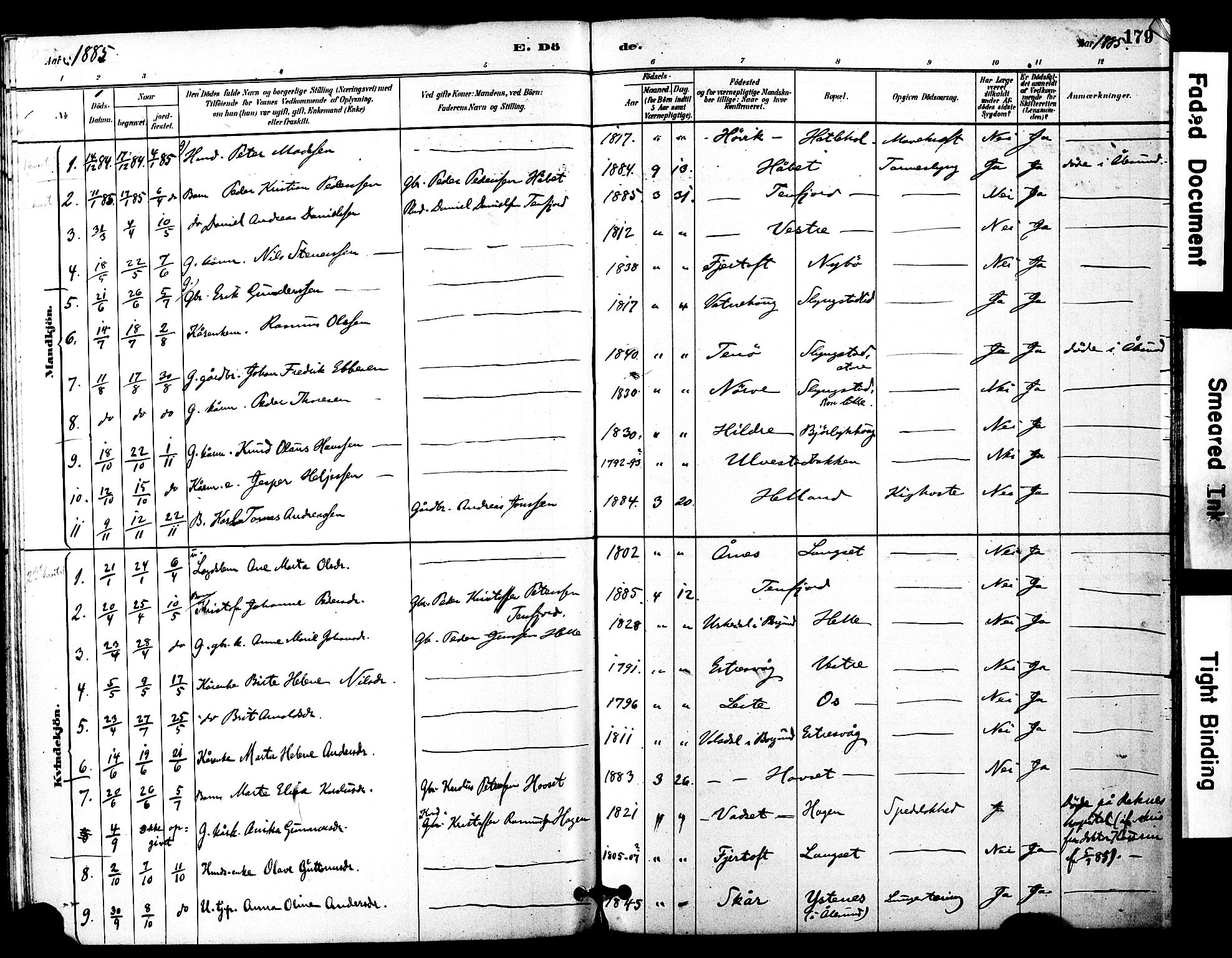 Ministerialprotokoller, klokkerbøker og fødselsregistre - Møre og Romsdal, SAT/A-1454/525/L0374: Parish register (official) no. 525A04, 1880-1899, p. 179