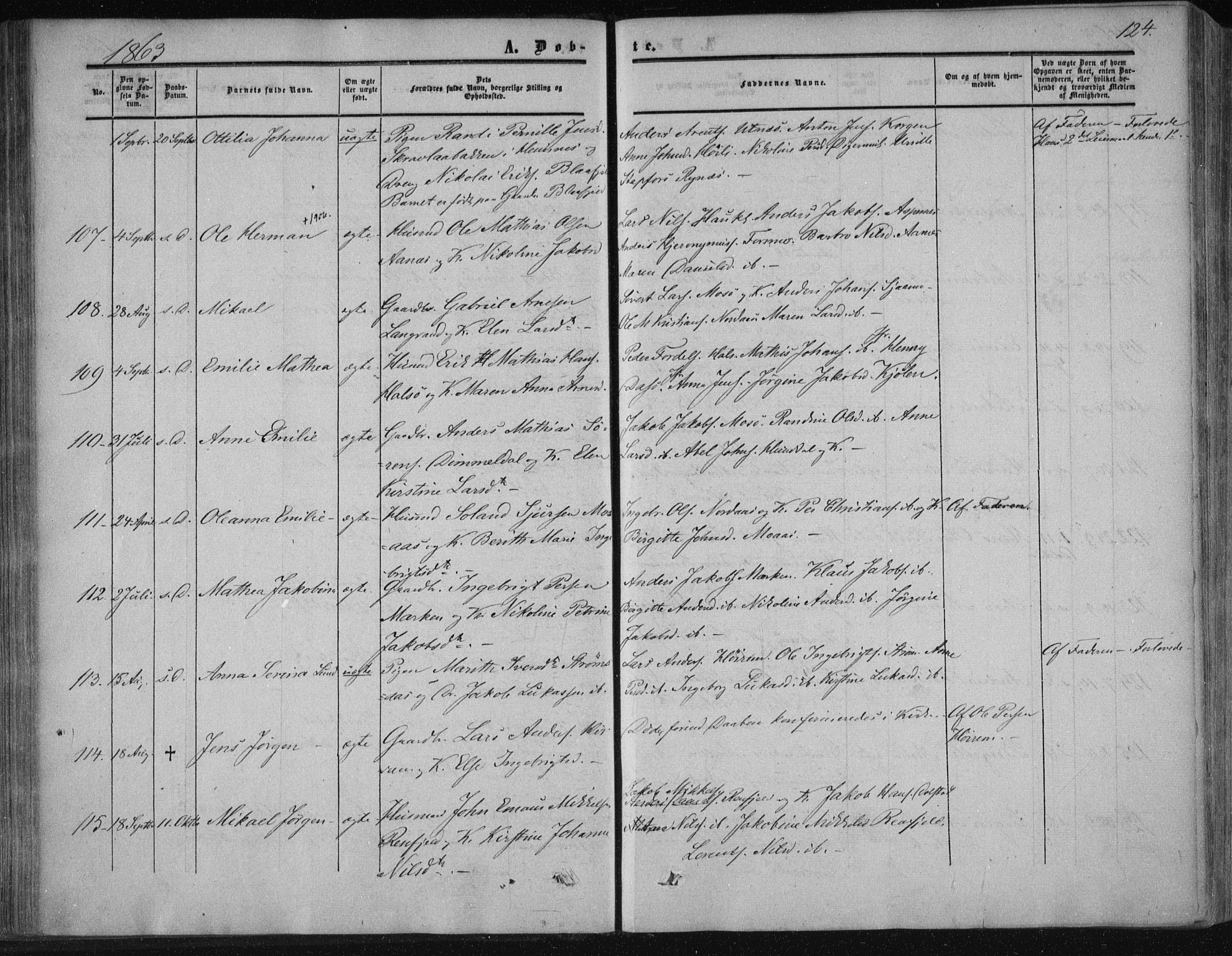 Ministerialprotokoller, klokkerbøker og fødselsregistre - Nordland, SAT/A-1459/820/L0293: Parish register (official) no. 820A14, 1855-1865, p. 124