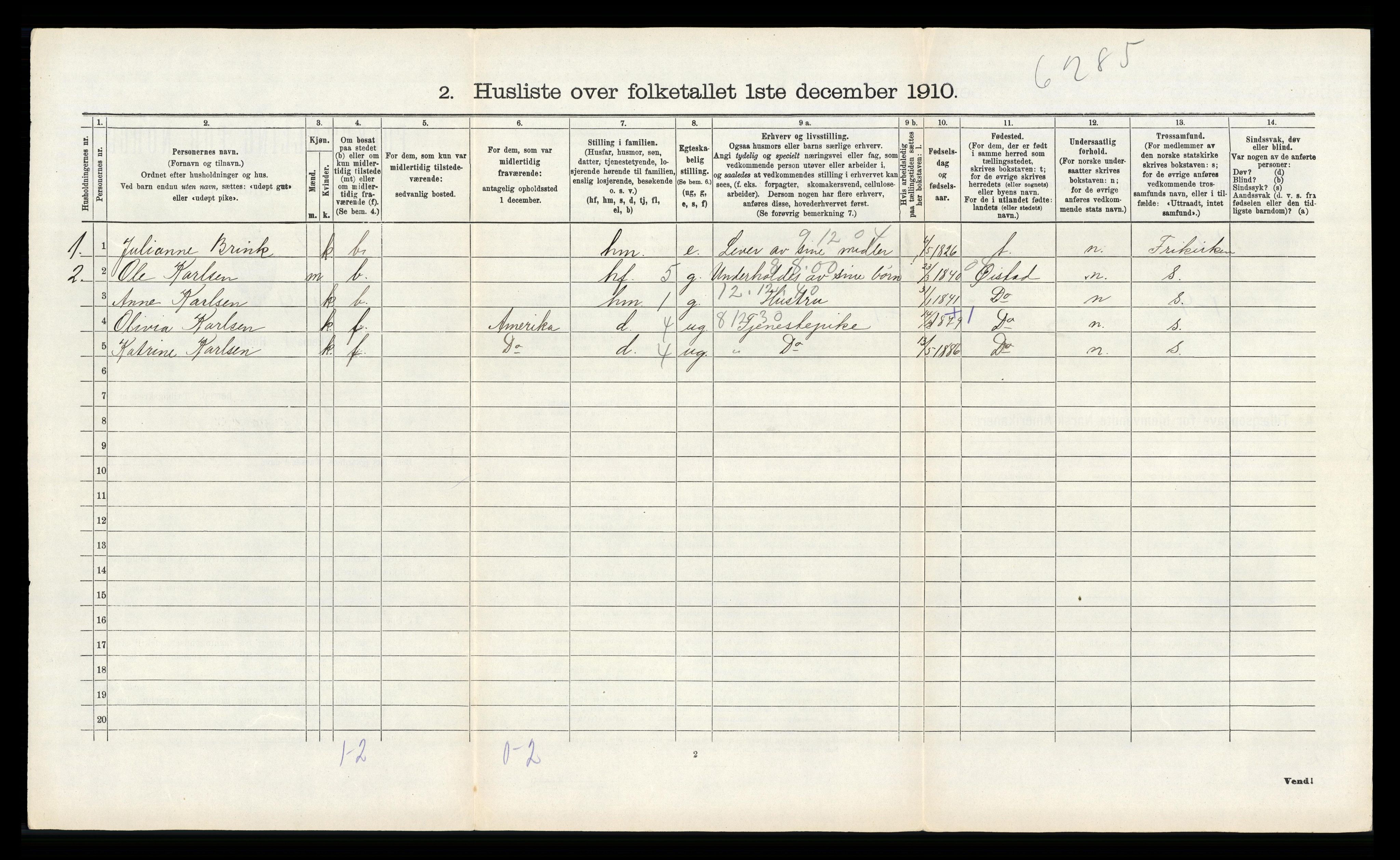 RA, 1910 census for Fjære, 1910, p. 1804