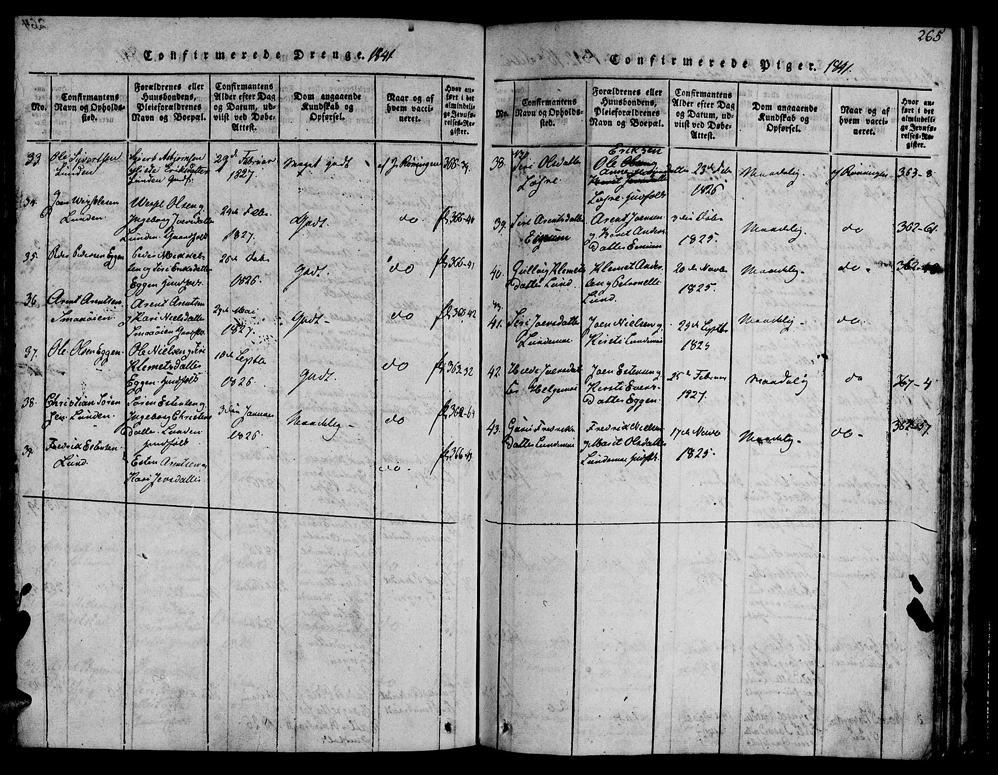 Ministerialprotokoller, klokkerbøker og fødselsregistre - Sør-Trøndelag, AV/SAT-A-1456/692/L1102: Parish register (official) no. 692A02, 1816-1842, p. 265