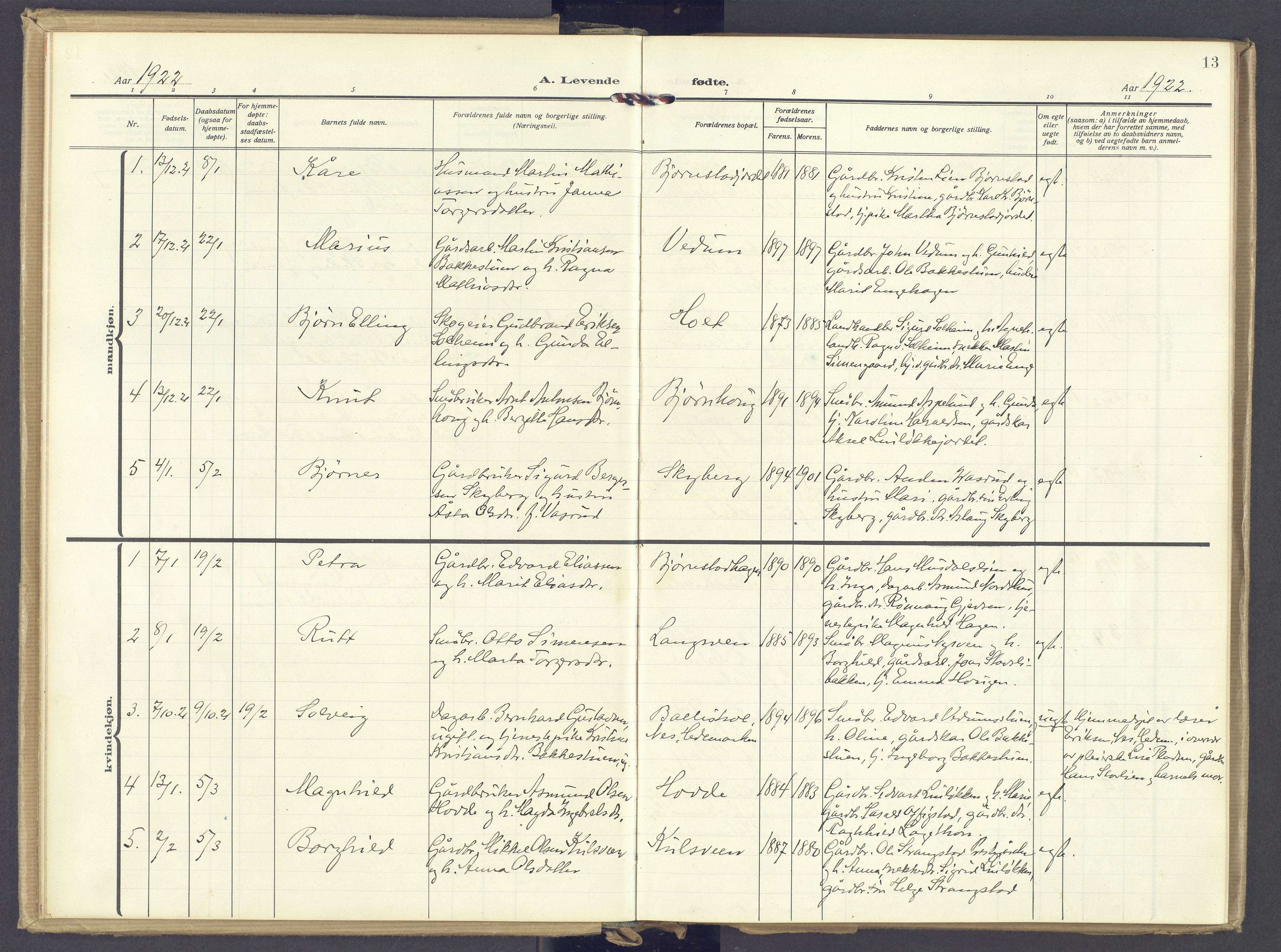 Øyer prestekontor, SAH/PREST-084/H/Ha/Haa/L0014: Parish register (official) no. 14, 1919-1932, p. 13