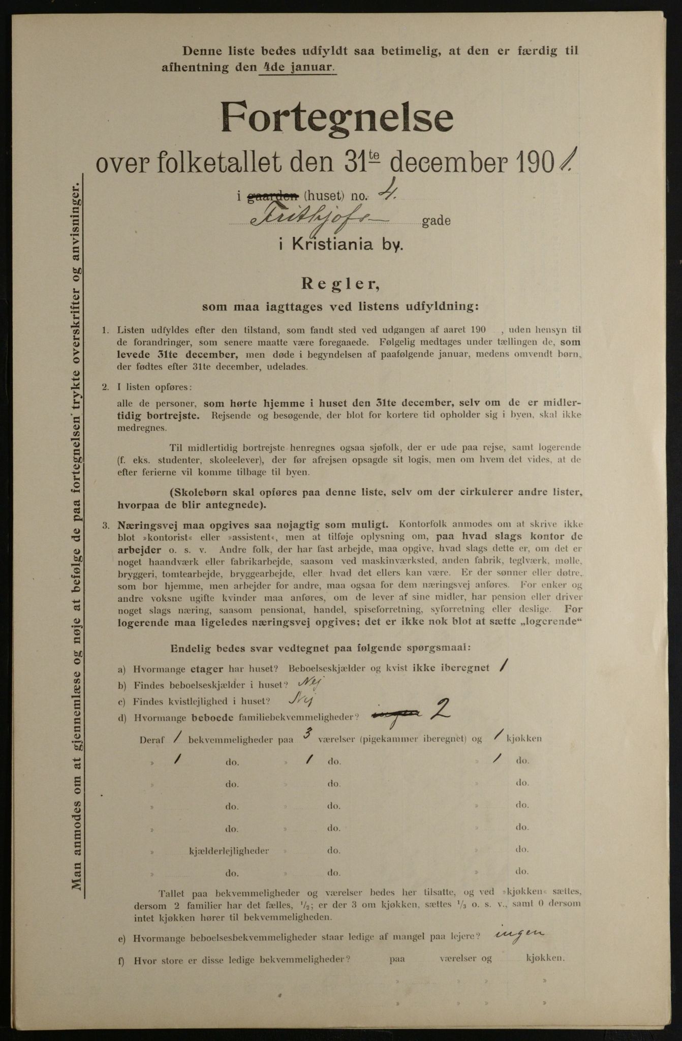 OBA, Municipal Census 1901 for Kristiania, 1901, p. 4333