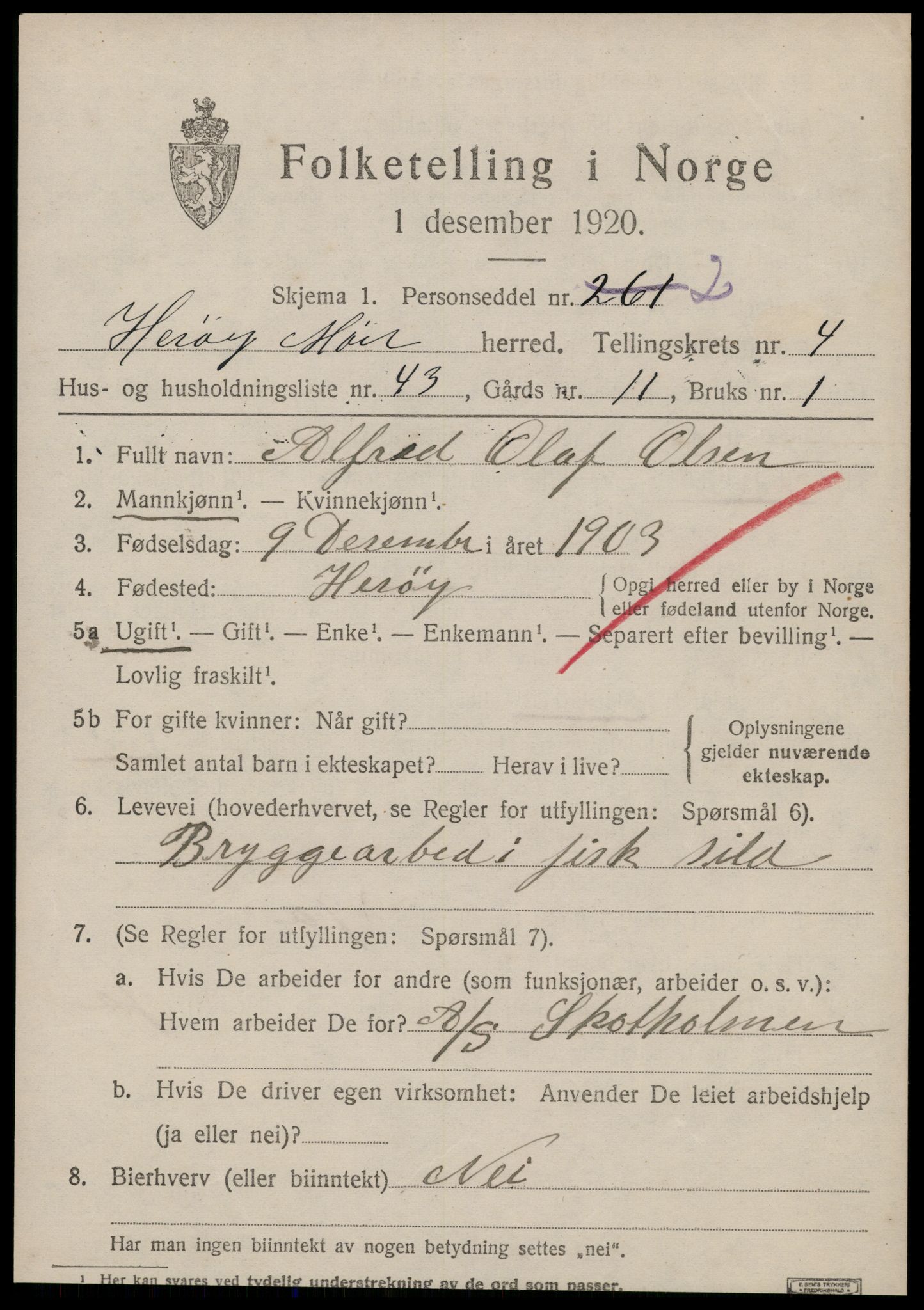 SAT, 1920 census for Herøy (MR), 1920, p. 3361