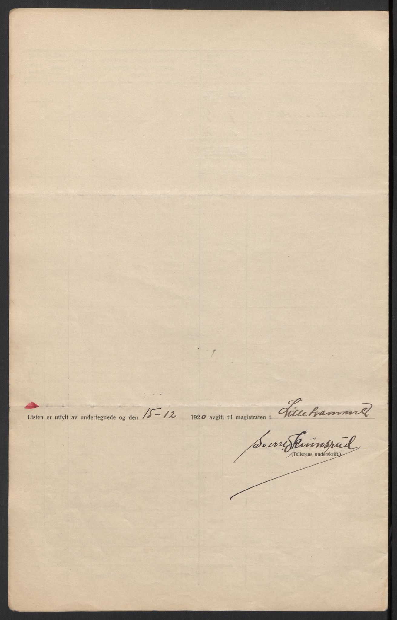 SAH, 1920 census for Lillehammer, 1920, p. 14