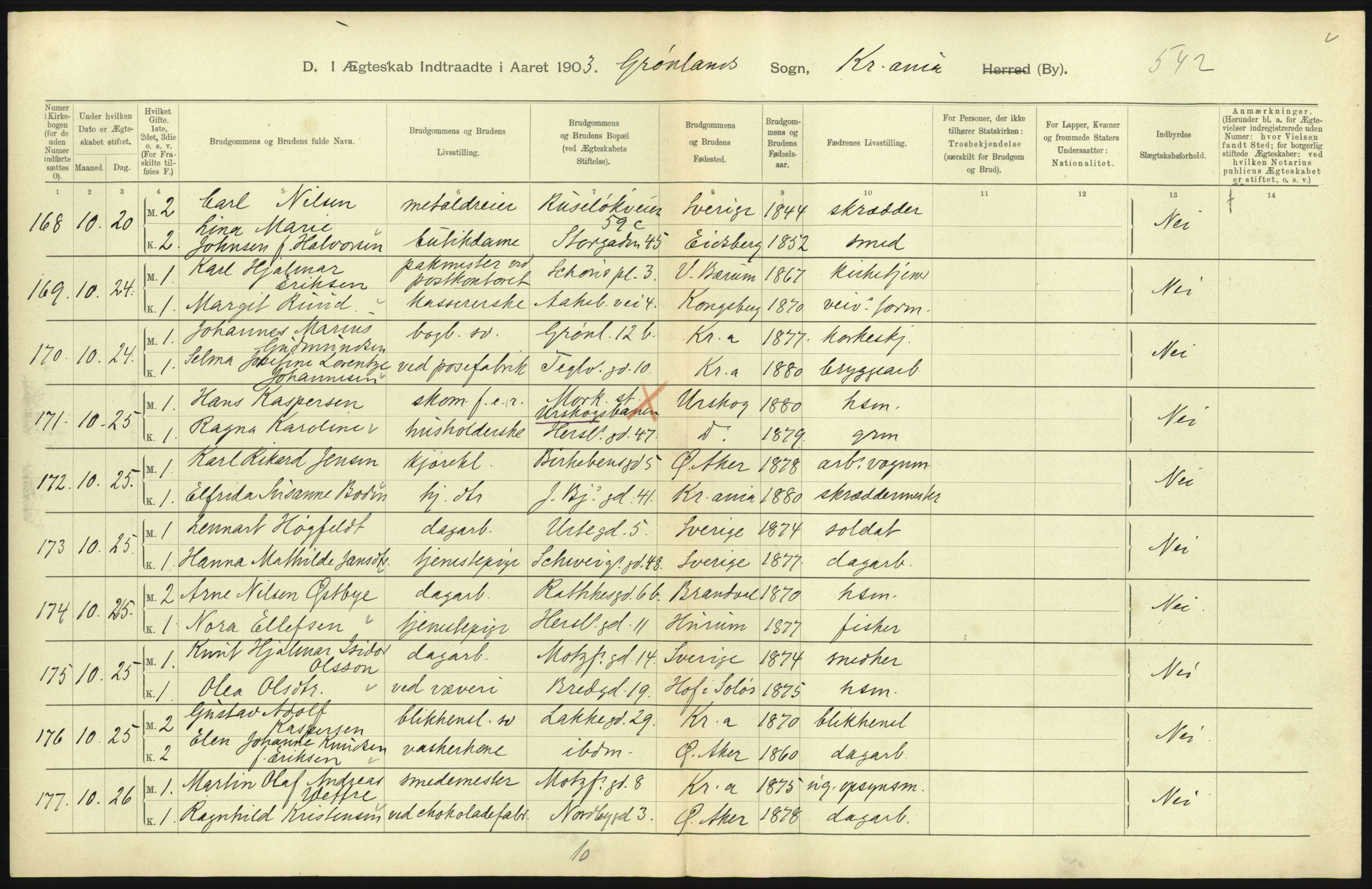 Statistisk sentralbyrå, Sosiodemografiske emner, Befolkning, AV/RA-S-2228/D/Df/Dfa/Dfaa/L0004: Kristiania: Gifte, døde, 1903, p. 443