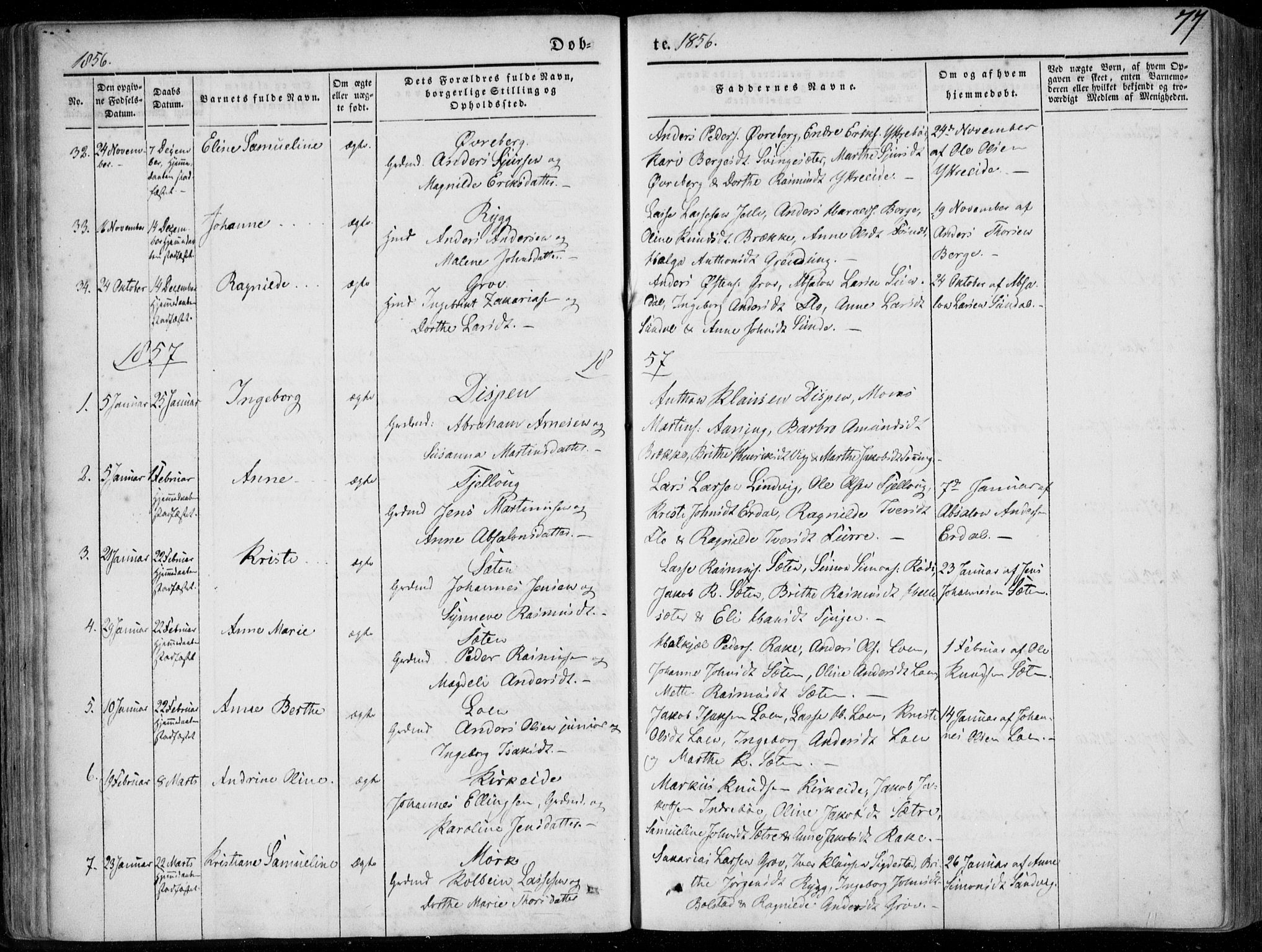 Stryn Sokneprestembete, SAB/A-82501: Parish register (official) no. A 2, 1844-1861, p. 77