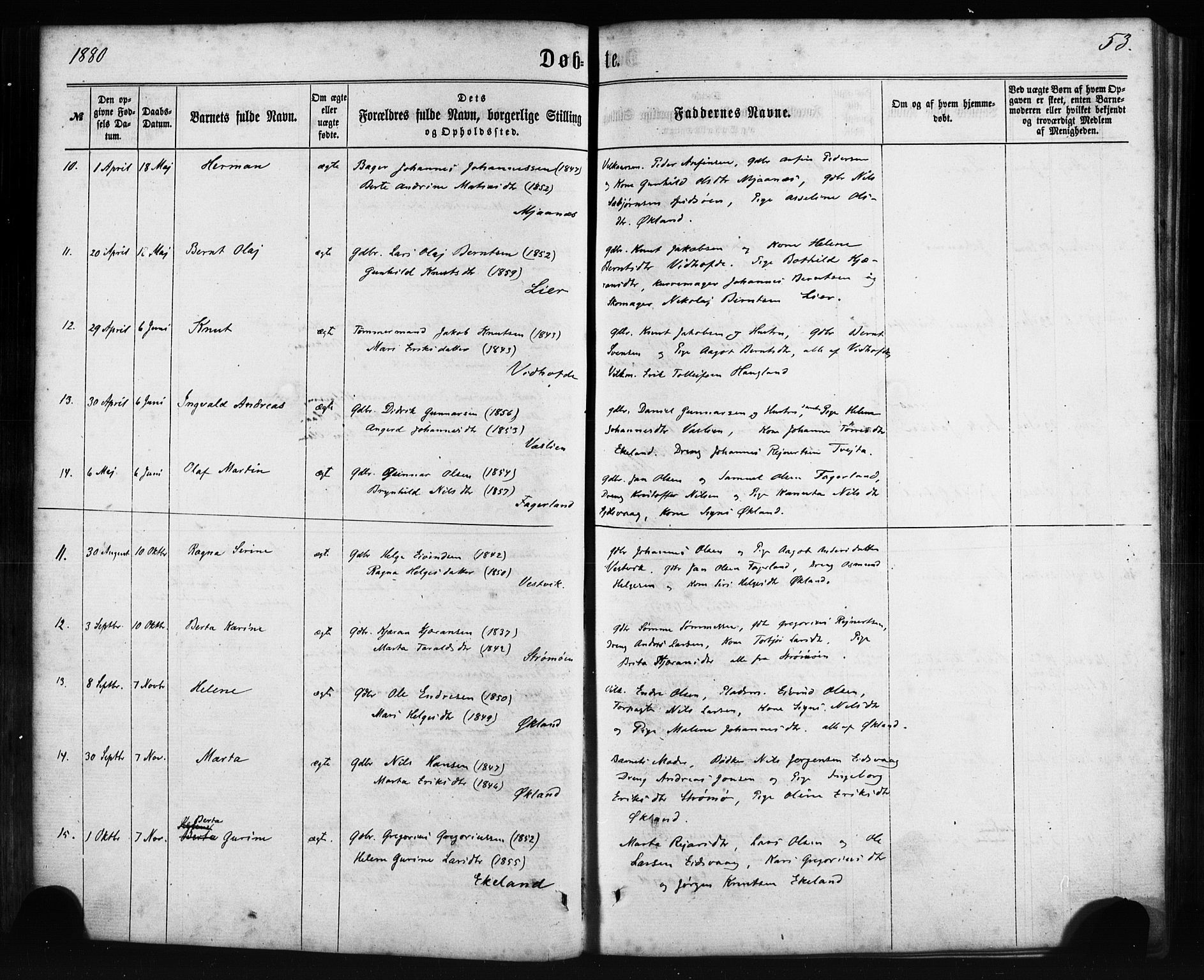 Sveio Sokneprestembete, AV/SAB-A-78501/H/Haa: Parish register (official) no. C 1, 1862-1880, p. 53
