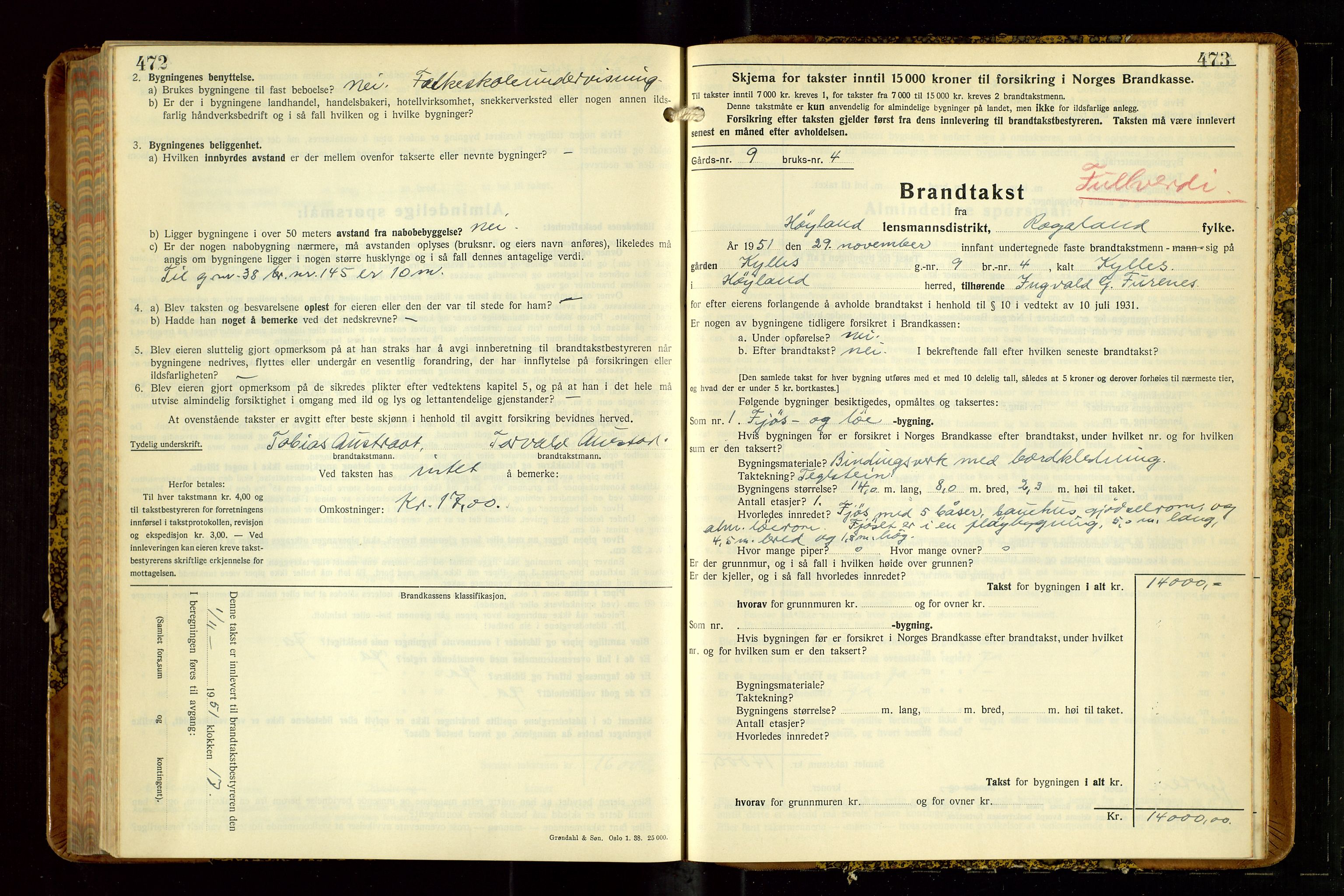 Høyland/Sandnes lensmannskontor, AV/SAST-A-100166/Gob/L0008: "Branntakstprotokoll", 1940-1952, p. 472-473