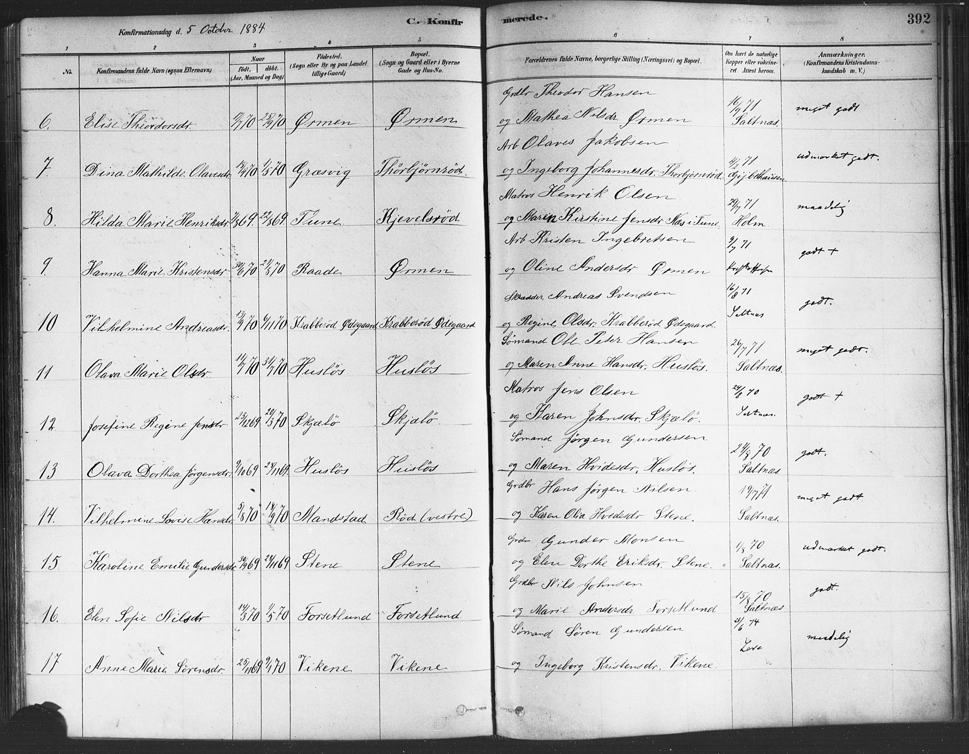 Onsøy prestekontor Kirkebøker, SAO/A-10914/F/Fa/L0005: Parish register (official) no. I 5, 1878-1898, p. 392