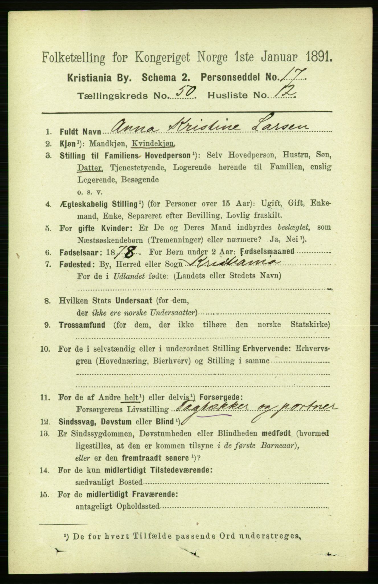 RA, 1891 census for 0301 Kristiania, 1891, p. 29139