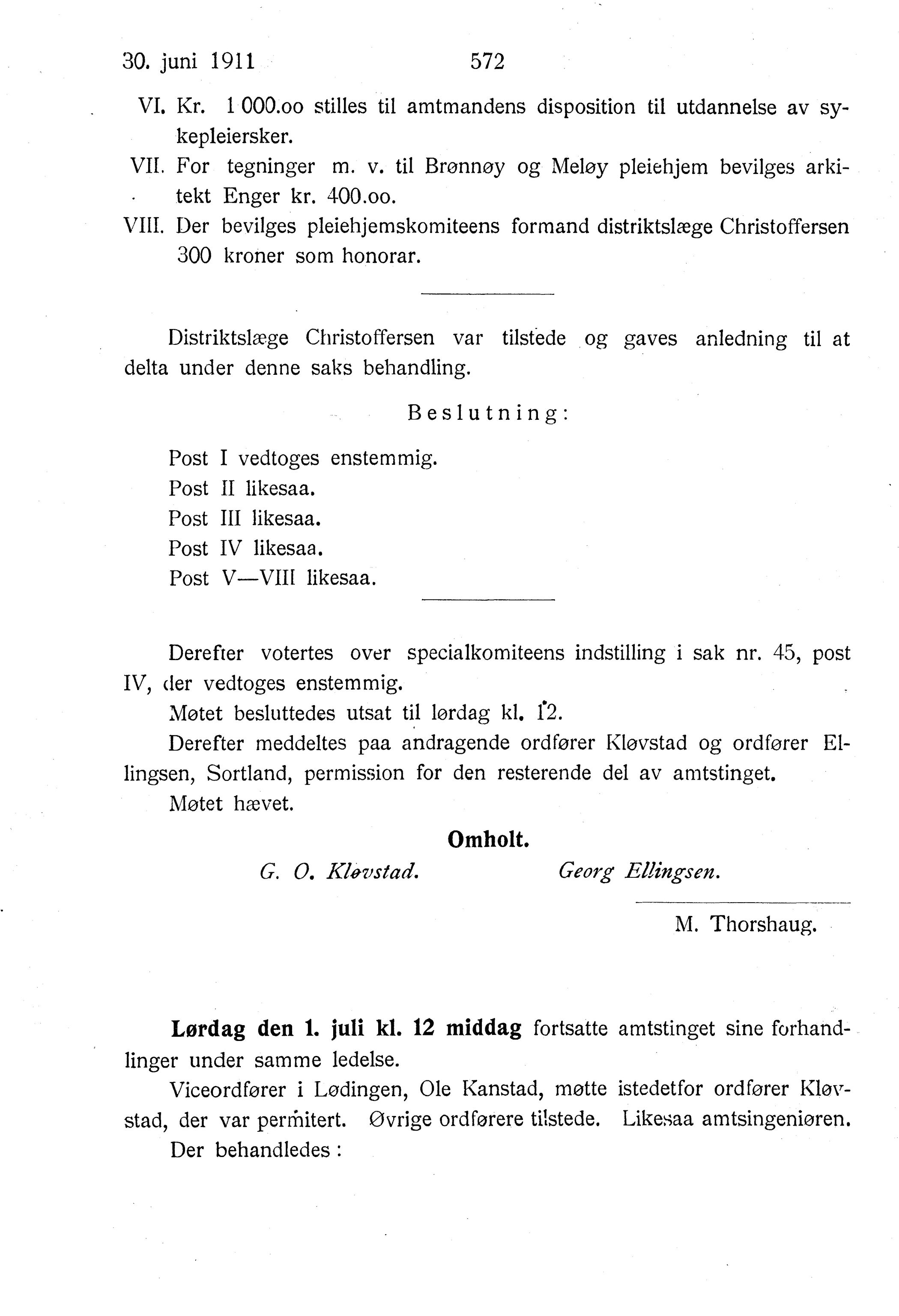 Nordland Fylkeskommune. Fylkestinget, AIN/NFK-17/176/A/Ac/L0034: Fylkestingsforhandlinger 1911, 1911, p. 572