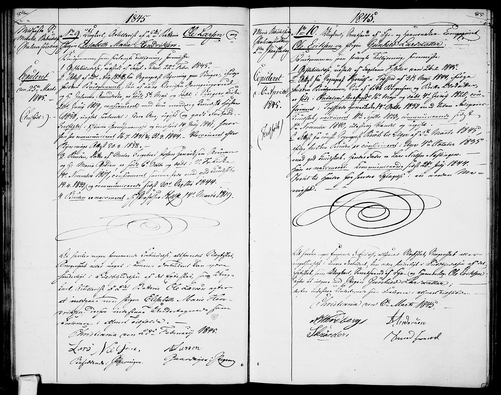 Garnisonsmenigheten Kirkebøker, AV/SAO-A-10846/H/Ha/L0005: Banns register no. I 5, 1844-1856, p. 84-85