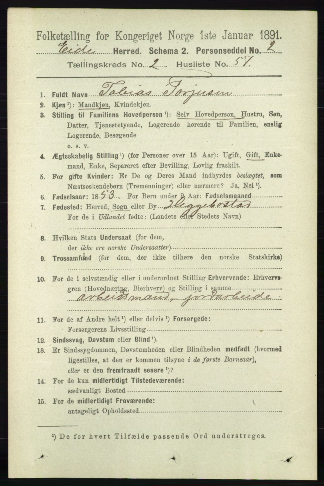 RA, 1891 census for 0925 Eide, 1891, p. 642