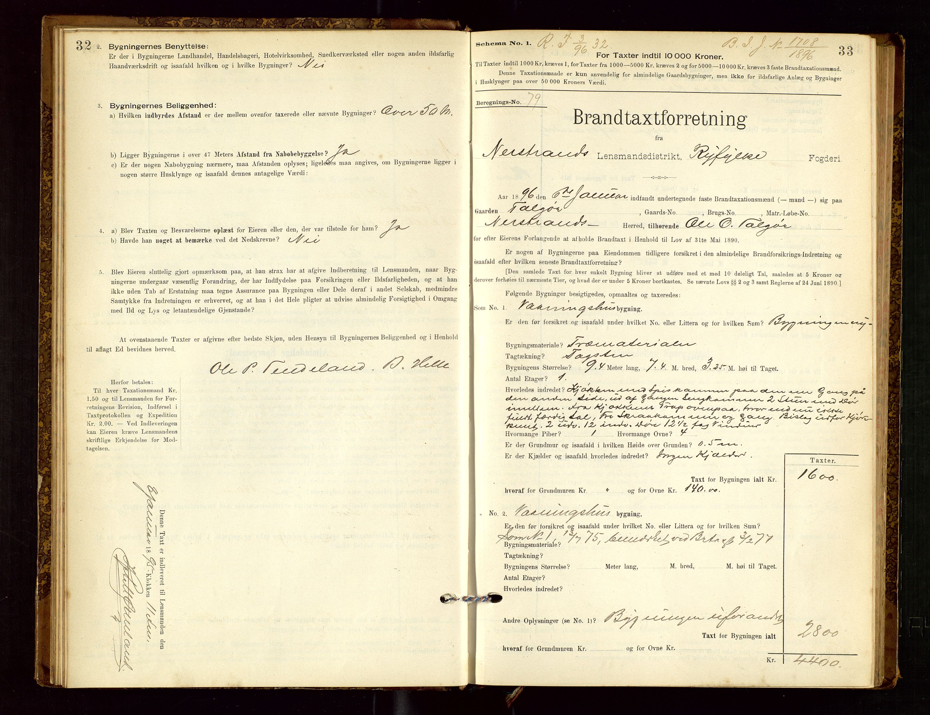 Nedstrand lensmannskontor, AV/SAST-A-100236/Gob/L0001: "Brandtaxationsprotokol for Nerstrand Lensmandsdistrikt Ryfylke fogderi", 1895-1915, p. 32-33