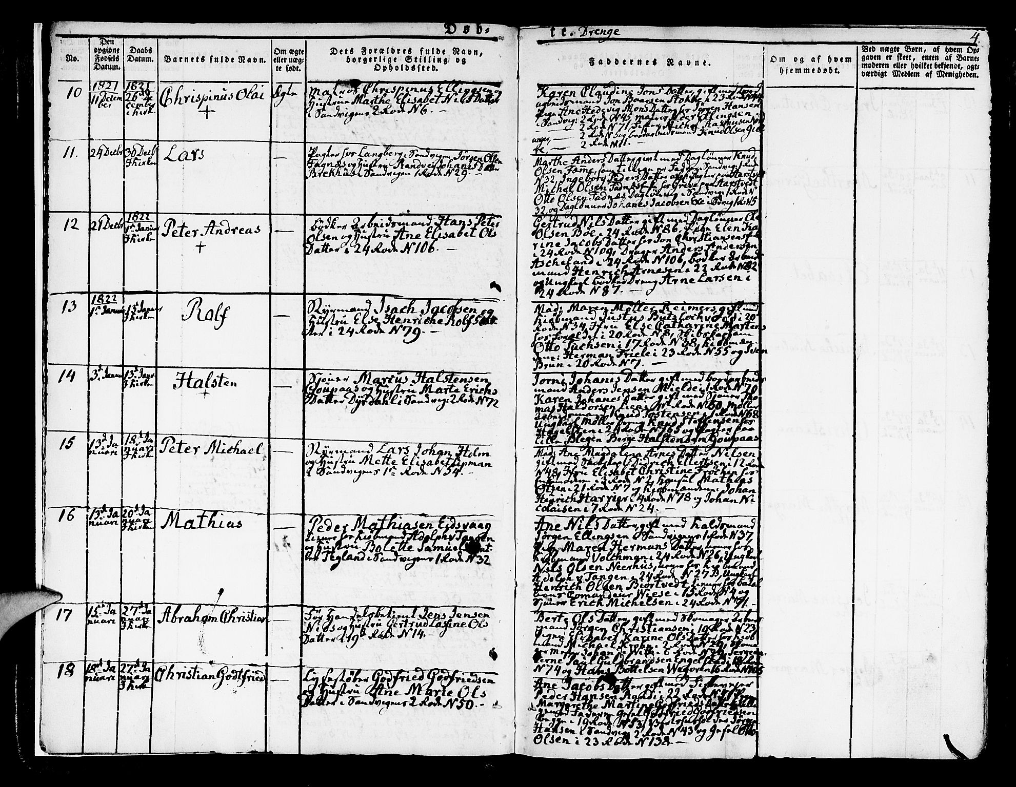 Korskirken sokneprestembete, AV/SAB-A-76101/H/Hab: Parish register (copy) no. A 3, 1821-1831, p. 4