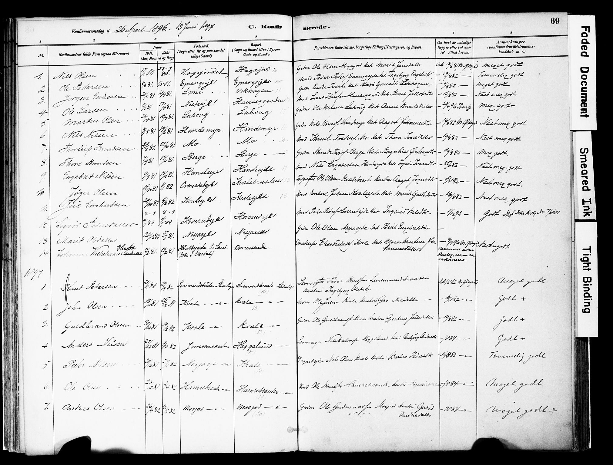 Vestre Slidre prestekontor, SAH/PREST-136/H/Ha/Haa/L0004: Parish register (official) no. 4, 1881-1911, p. 69