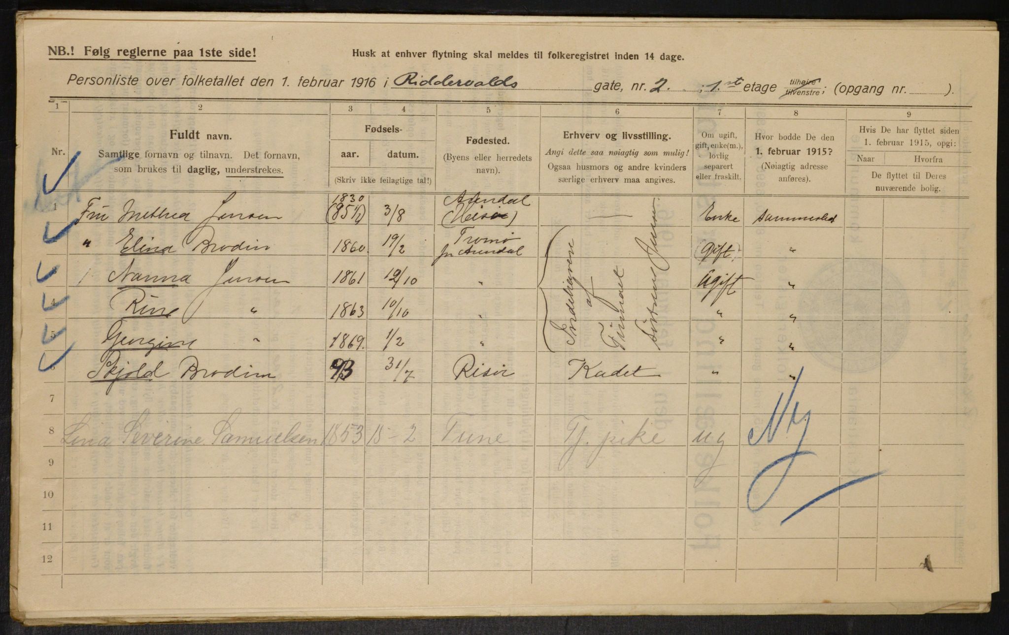 OBA, Municipal Census 1916 for Kristiania, 1916, p. 85182