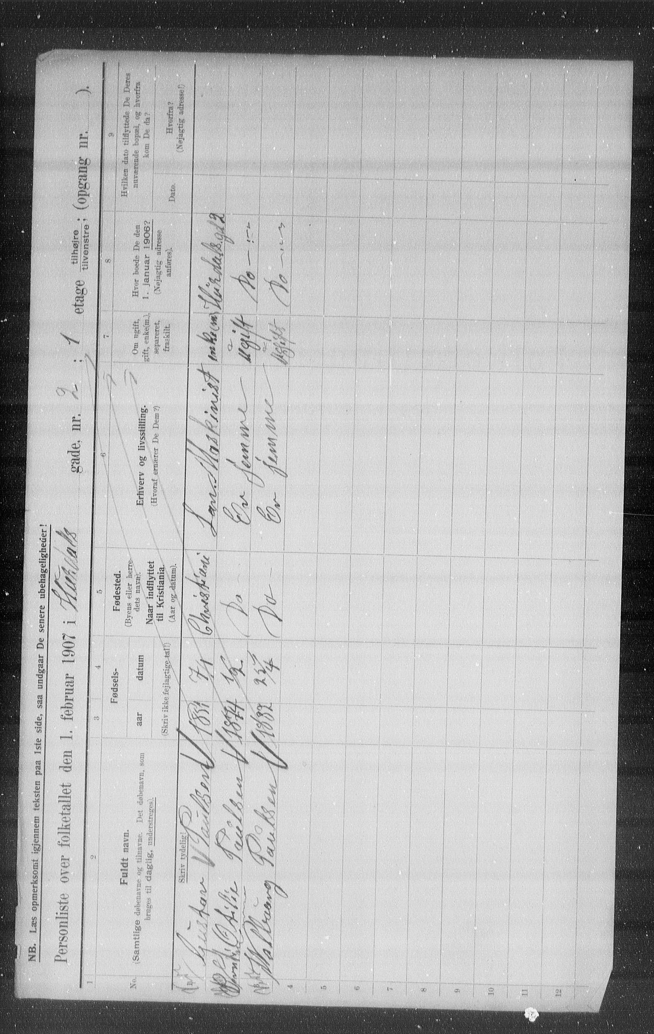 OBA, Municipal Census 1907 for Kristiania, 1907, p. 21676