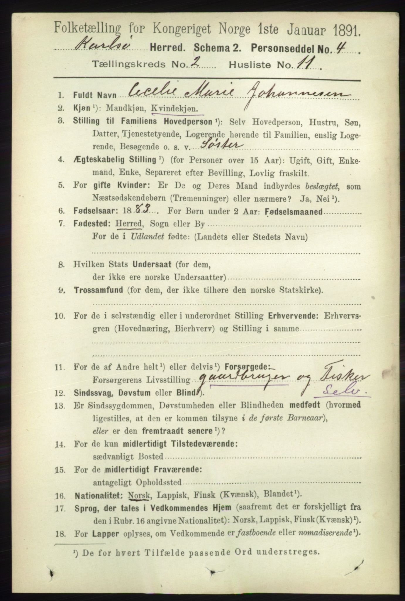 RA, 1891 census for 1936 Karlsøy, 1891, p. 469