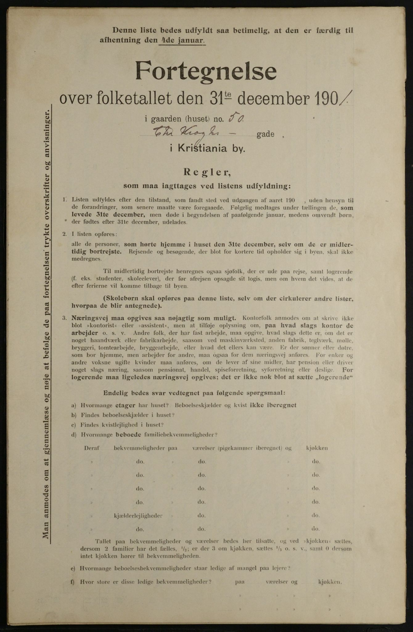 OBA, Municipal Census 1901 for Kristiania, 1901, p. 2007