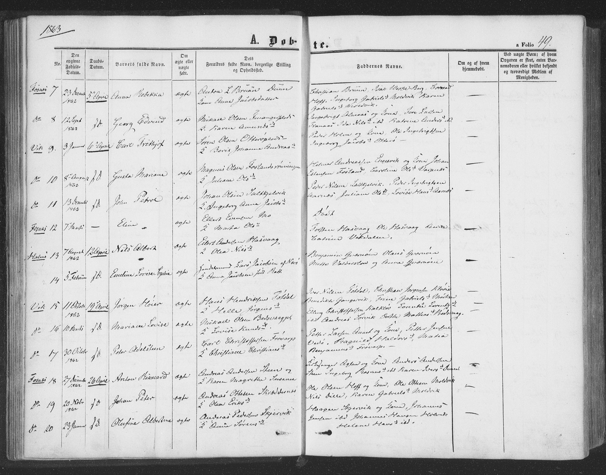 Ministerialprotokoller, klokkerbøker og fødselsregistre - Nord-Trøndelag, SAT/A-1458/773/L0615: Parish register (official) no. 773A06, 1857-1870, p. 49