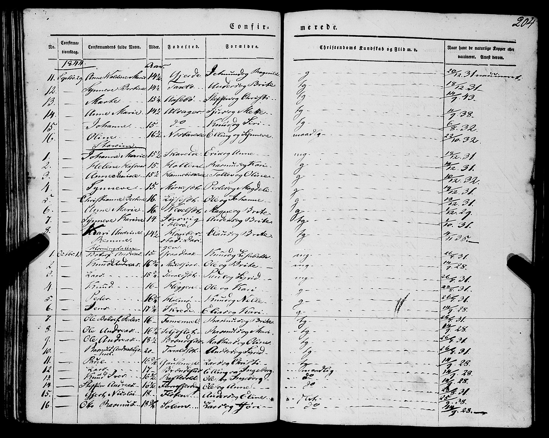 Eid sokneprestembete, AV/SAB-A-82301/H/Haa/Haaa/L0007: Parish register (official) no. A 7, 1844-1858, p. 204