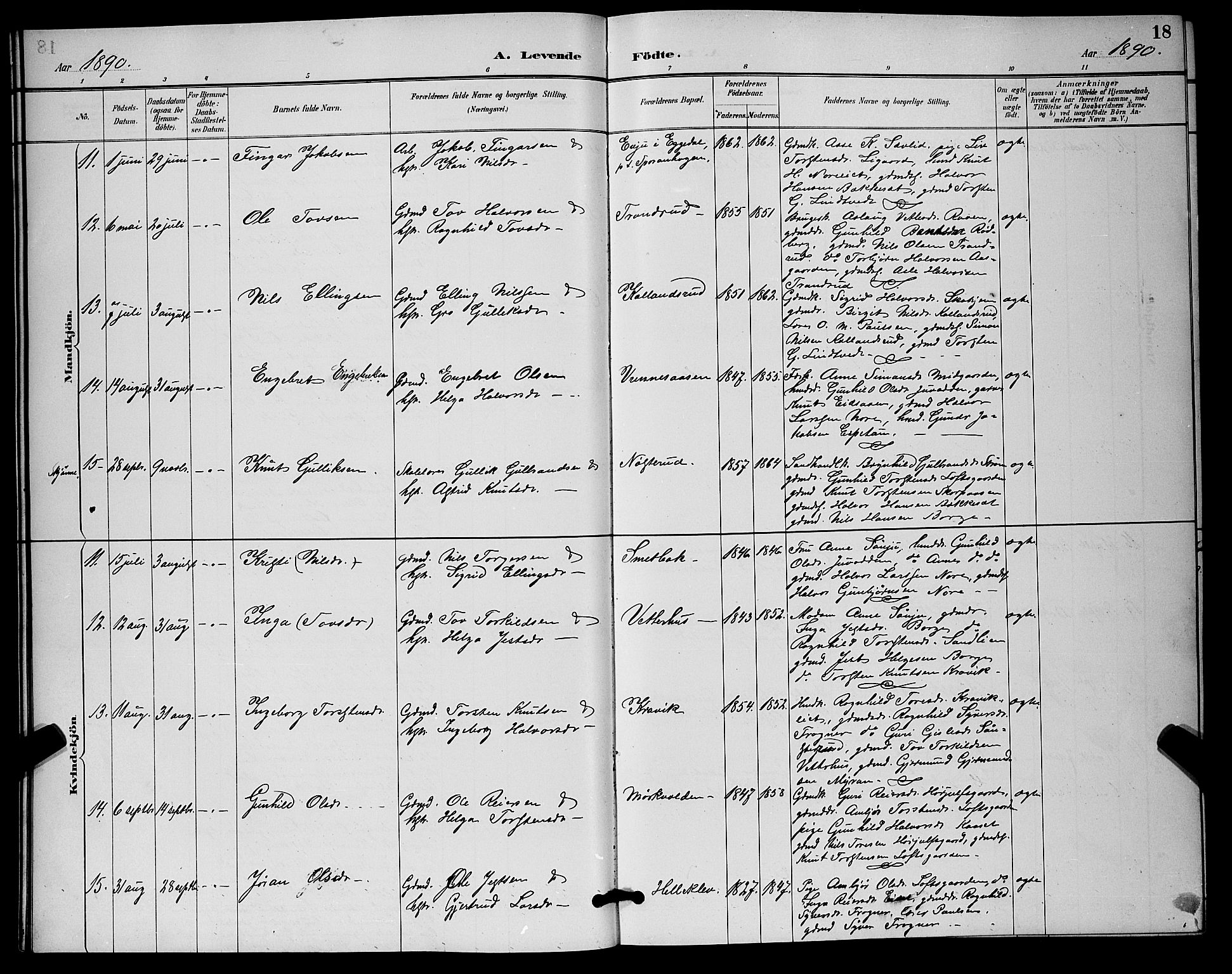 Nore kirkebøker, AV/SAKO-A-238/G/Ga/L0003: Parish register (copy) no. I 3, 1886-1903, p. 18