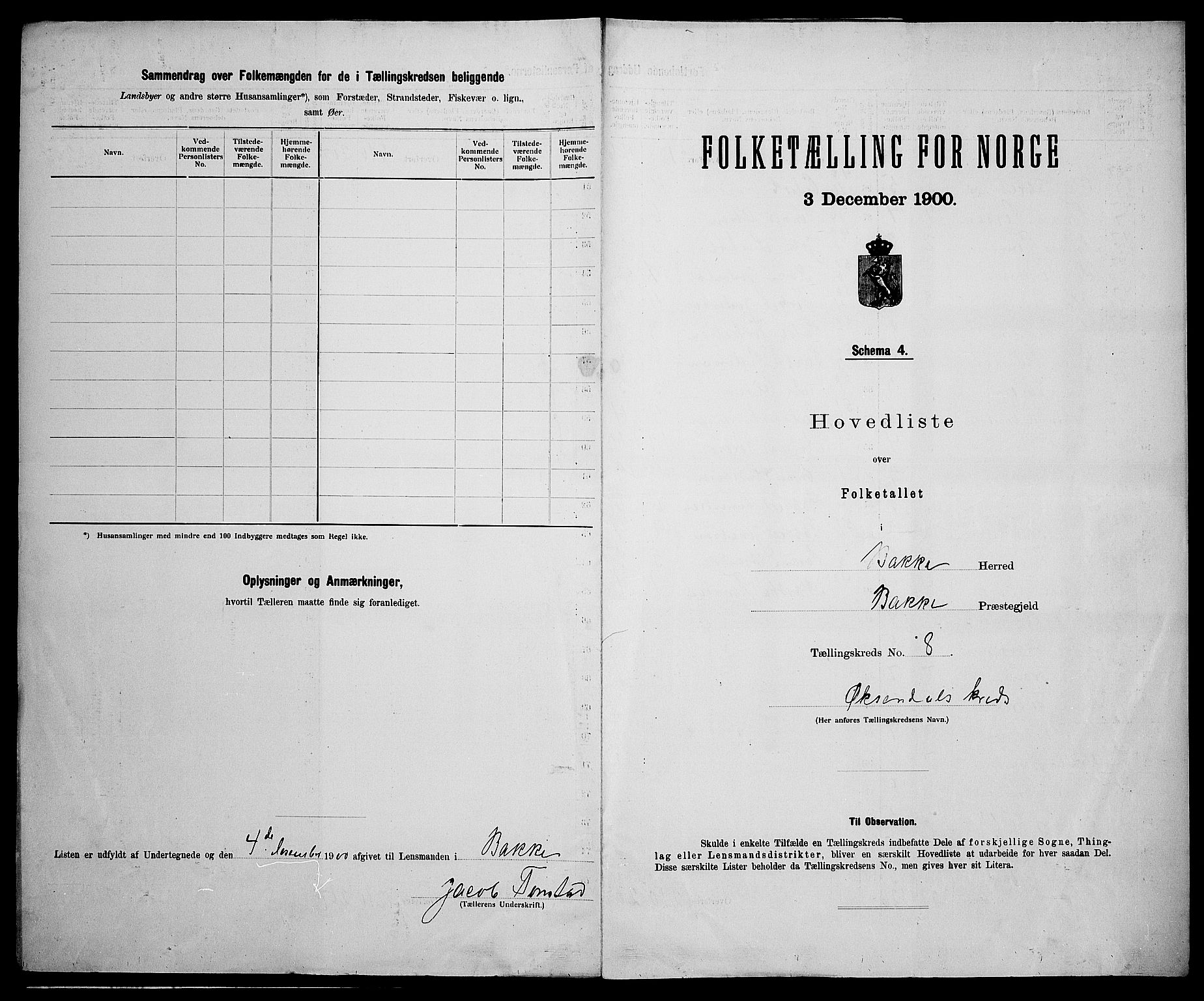 SAK, 1900 census for Bakke, 1900, p. 28