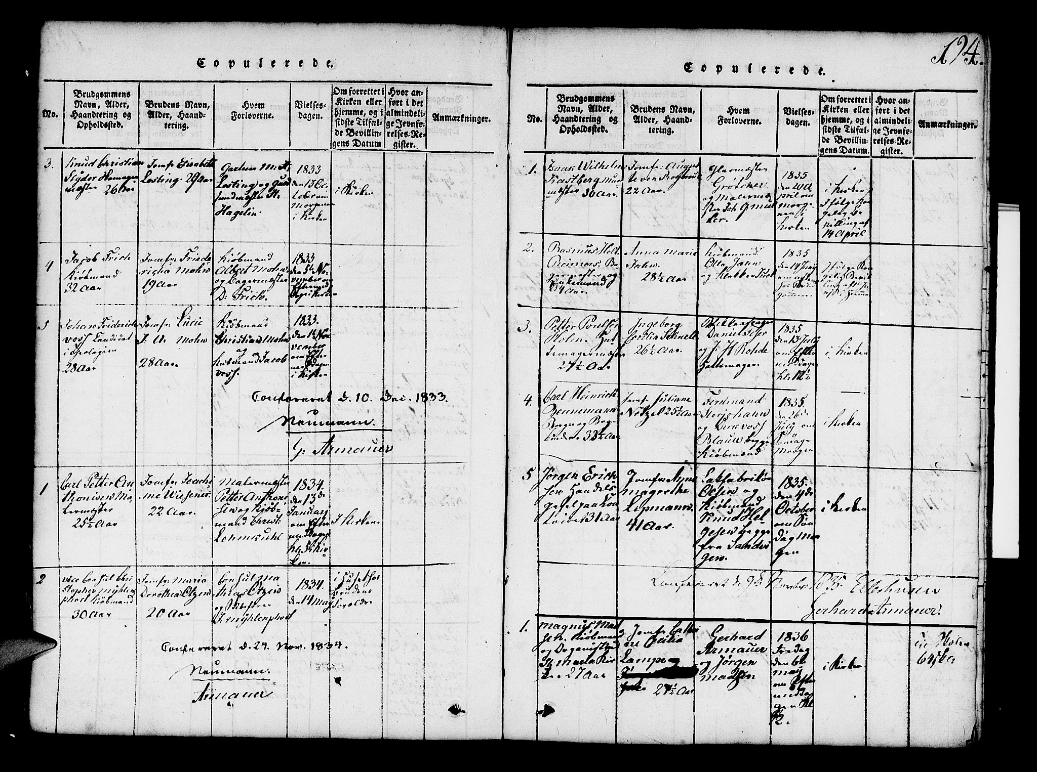 Mariakirken Sokneprestembete, SAB/A-76901/H/Hab/L0001: Parish register (copy) no. A 1, 1815-1846, p. 194