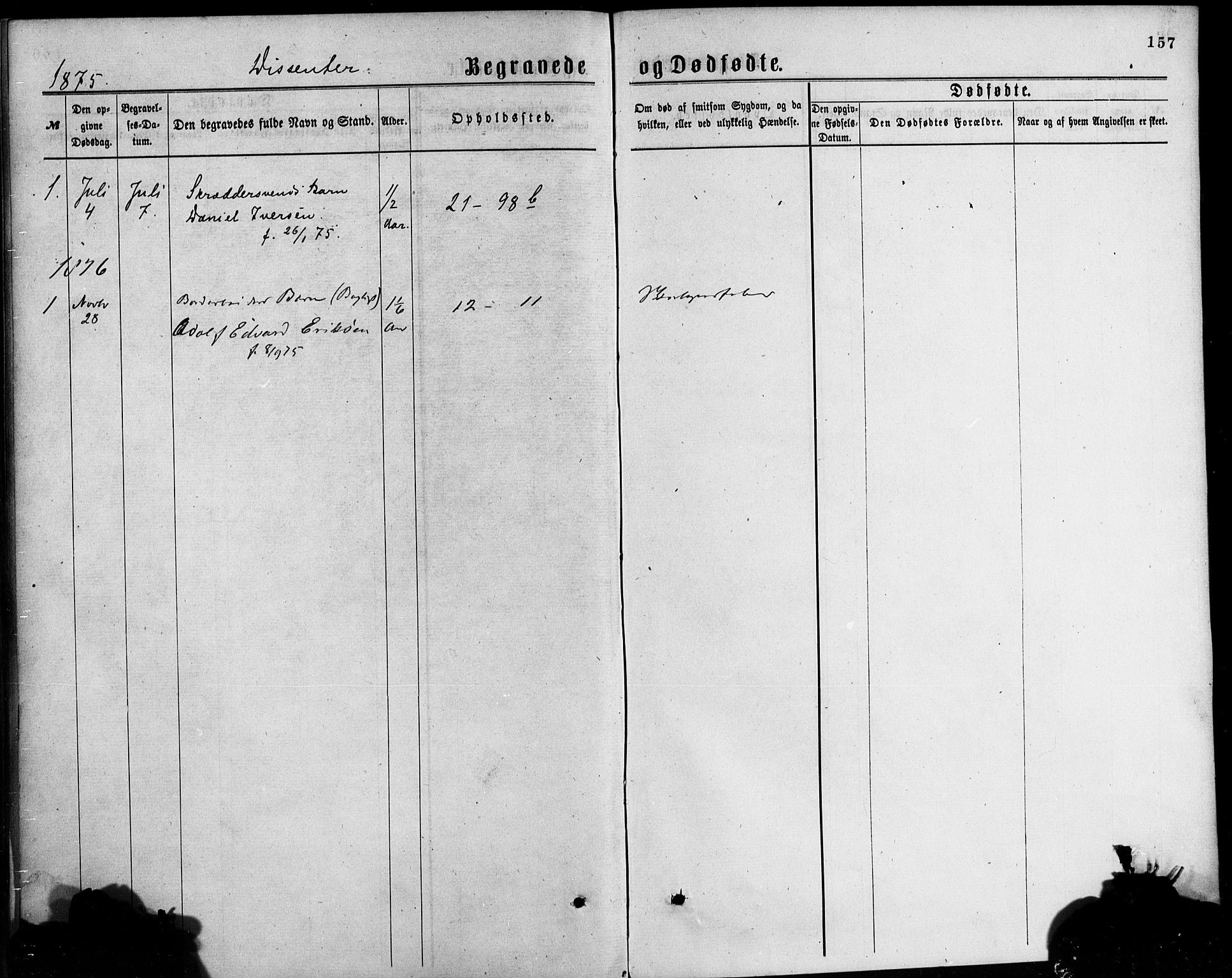 Korskirken sokneprestembete, SAB/A-76101/H/Haa/L0046: Parish register (official) no. E 4, 1875-1883, p. 157