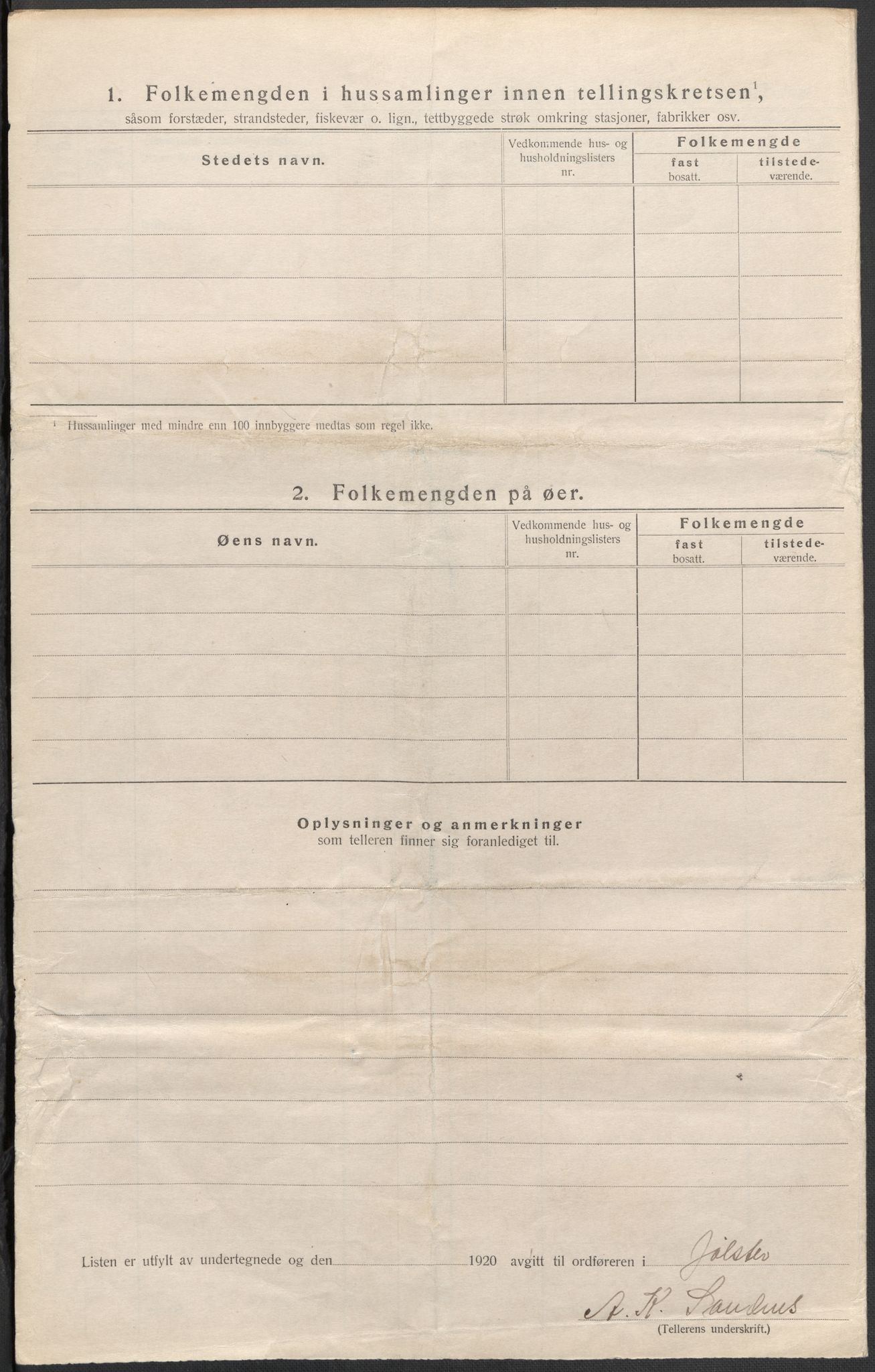 SAB, 1920 census for Jølster, 1920, p. 32