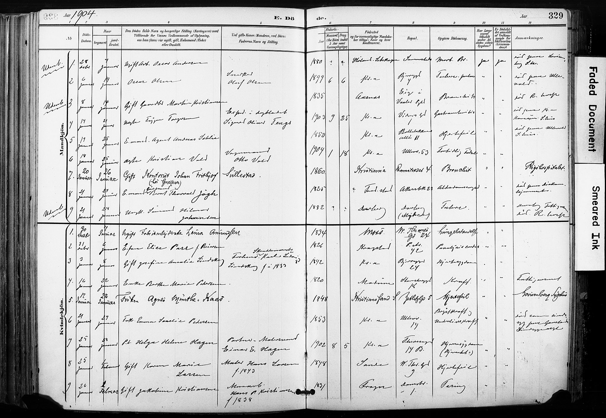 Gamle Aker prestekontor Kirkebøker, SAO/A-10617a/F/L0013: Parish register (official) no. 13, 1901-1908, p. 329
