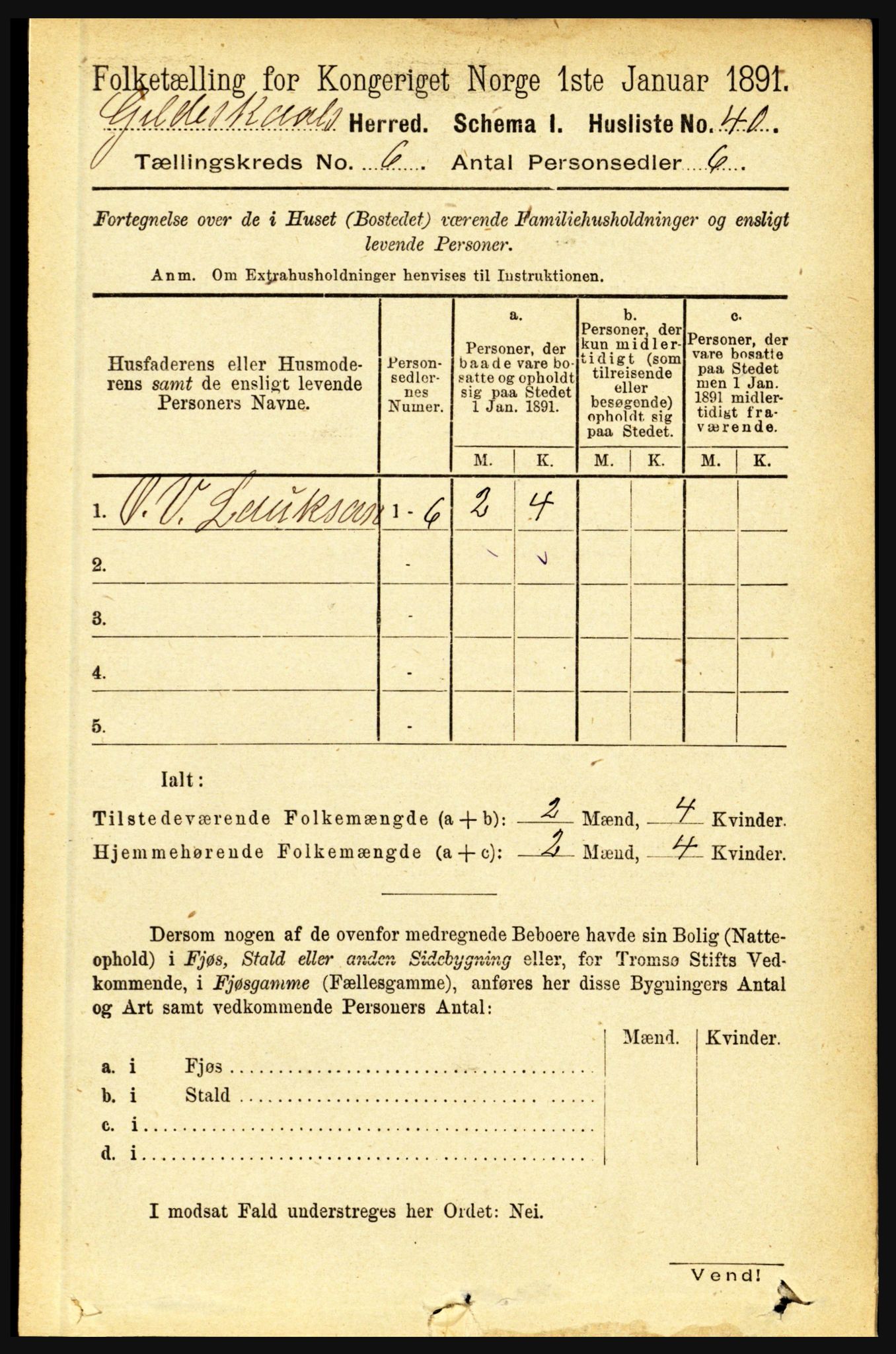 RA, 1891 census for 1838 Gildeskål, 1891, p. 1946