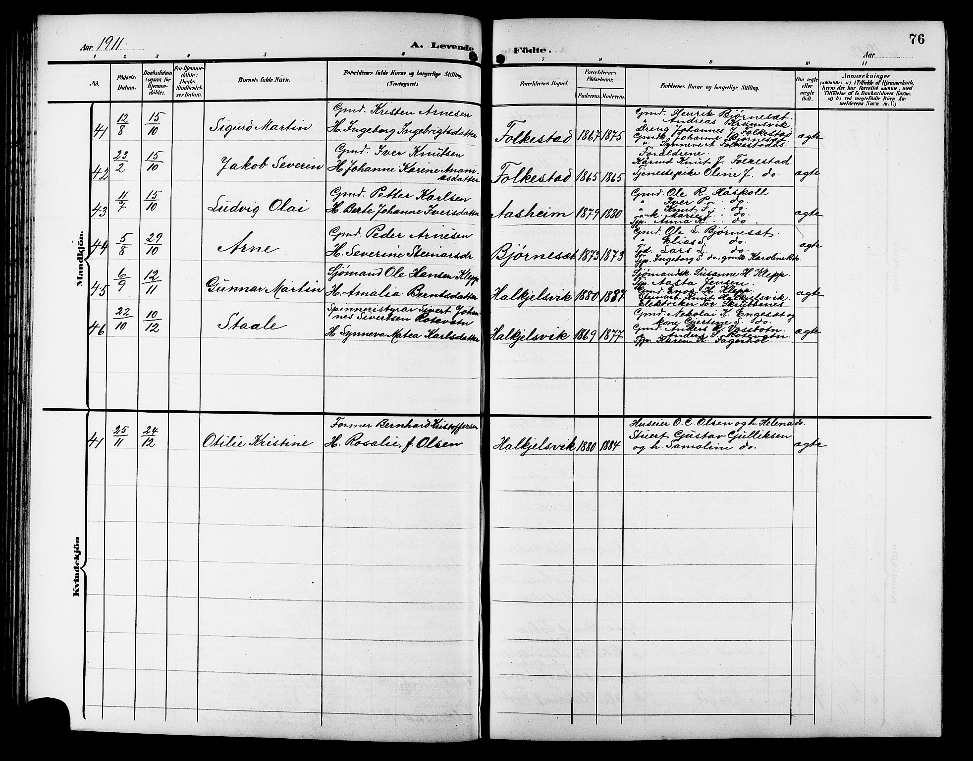 Ministerialprotokoller, klokkerbøker og fødselsregistre - Møre og Romsdal, AV/SAT-A-1454/511/L0159: Parish register (copy) no. 511C05, 1902-1920, p. 76